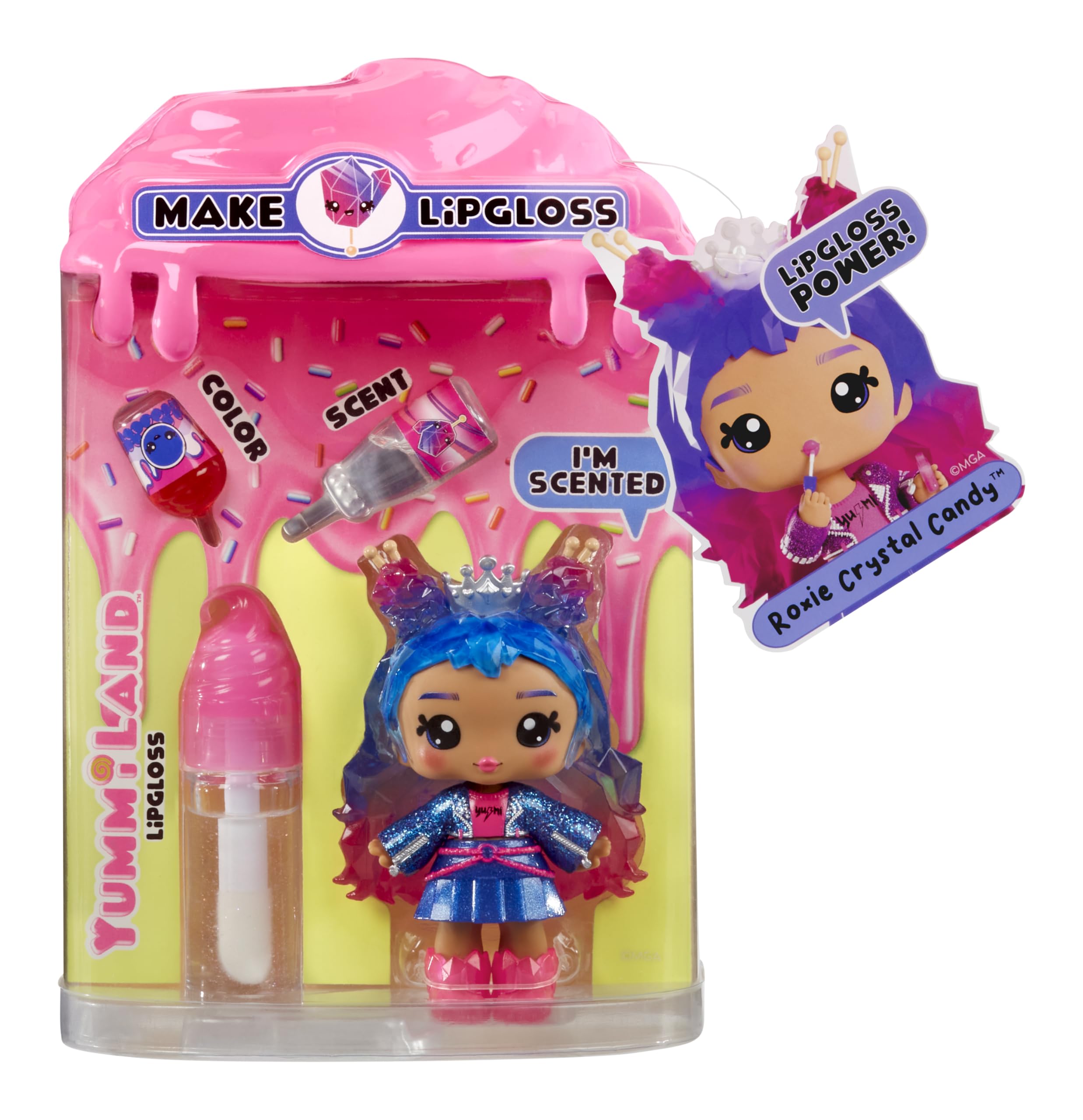 Yummiland Lip Gloss Doll - Roxie Crystal Candy, with DIY Lip Gloss Kit, Ages 4+