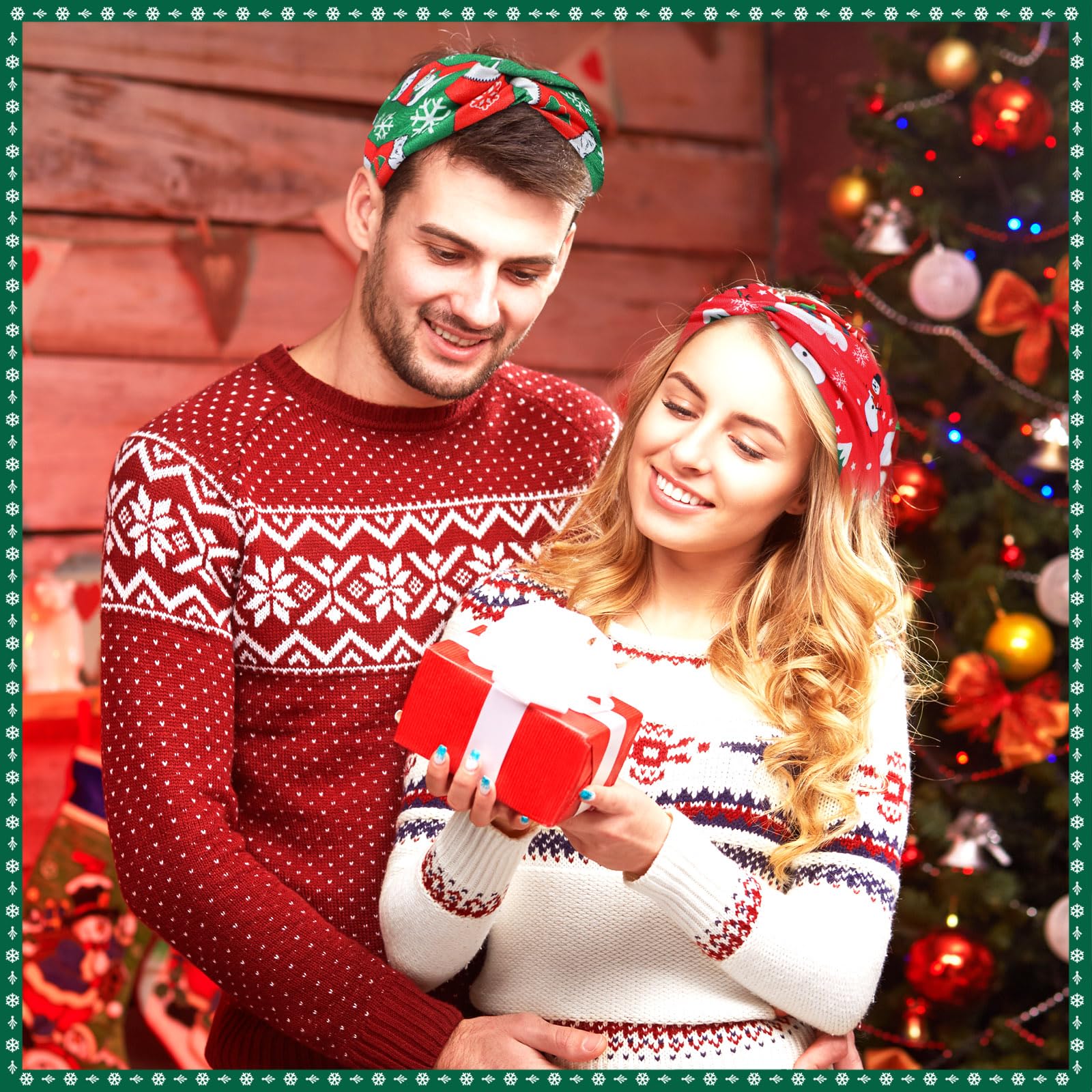 20 Pieces Christmas Headband For Women Christmas Stretchy Headbands Elastic Hair Bands Turban Hair Wraps Santa Claus Snowman Twi