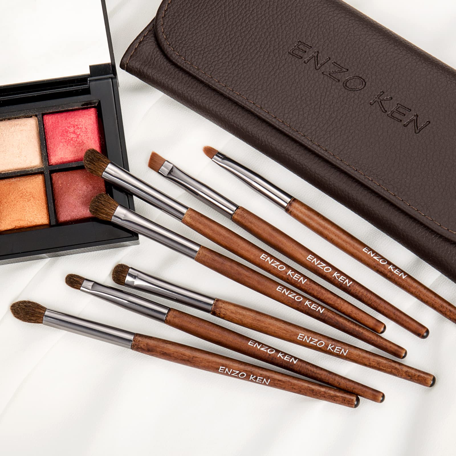 Enzo Ken Natural Pony Hair Eye Shadow Brush Set, Small Eyeshadow Brushes Set, Eye Makeup Brushes Set Professional, Small Nose Co