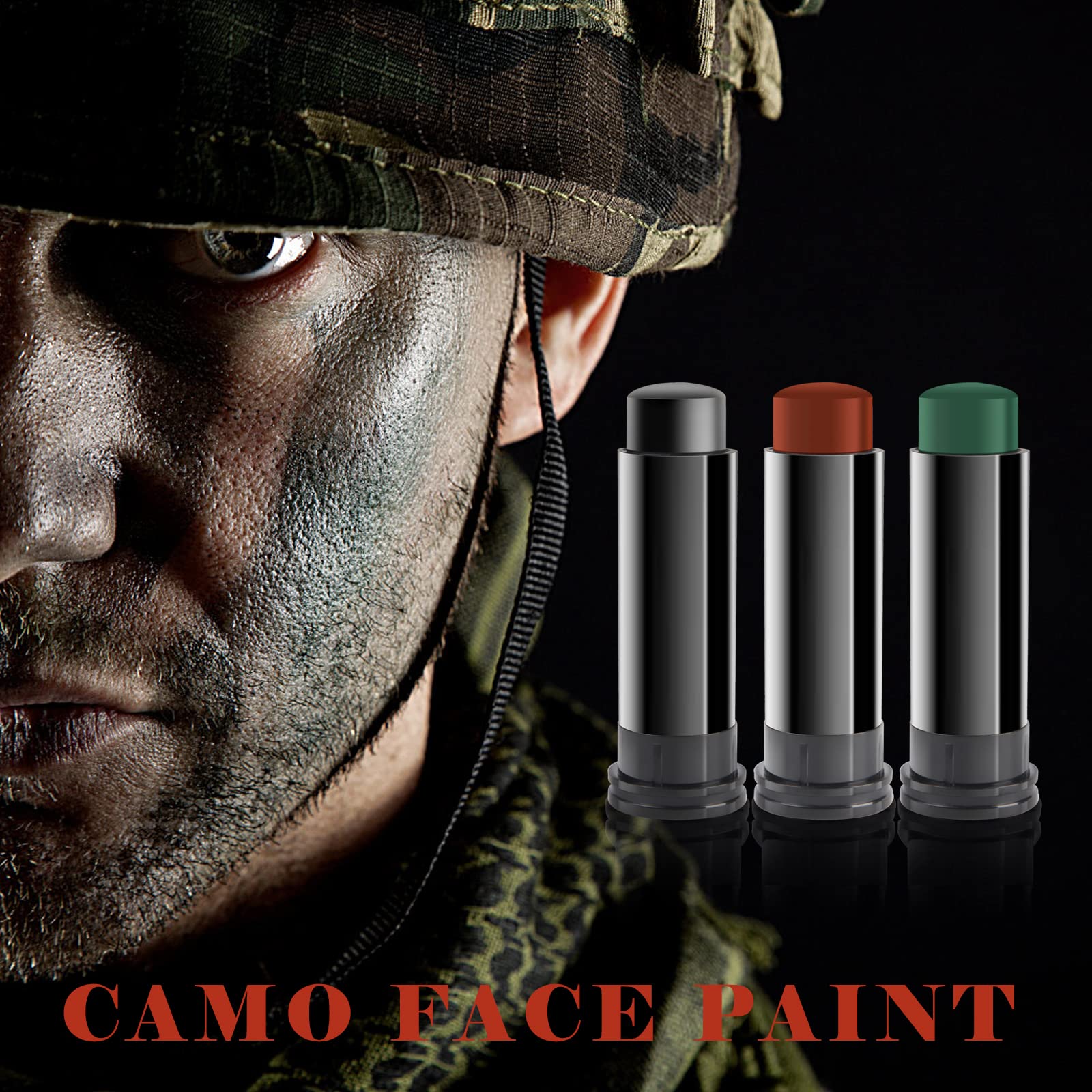 MEICOLY 3 Colors Camo Face paint,Black Maroon Green Eye Black Stick Football Stick,Sporting Face Paint for Baseball Softball Lac