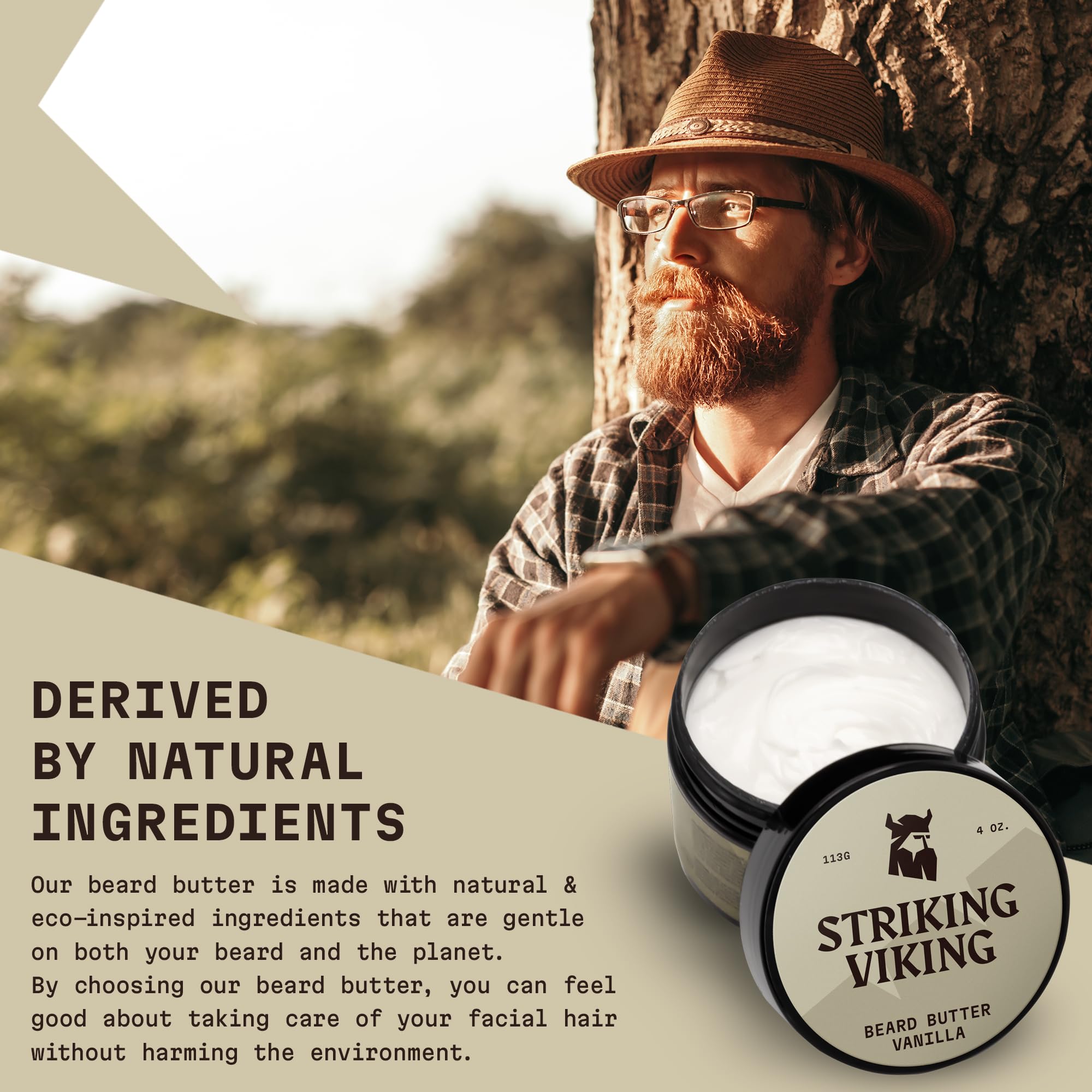 Striking Viking Beard Butter - Non Greasy Beard Butter For Men With Natural Ingredients 4Oz - Keep Your Beard Hydrated & Refresh