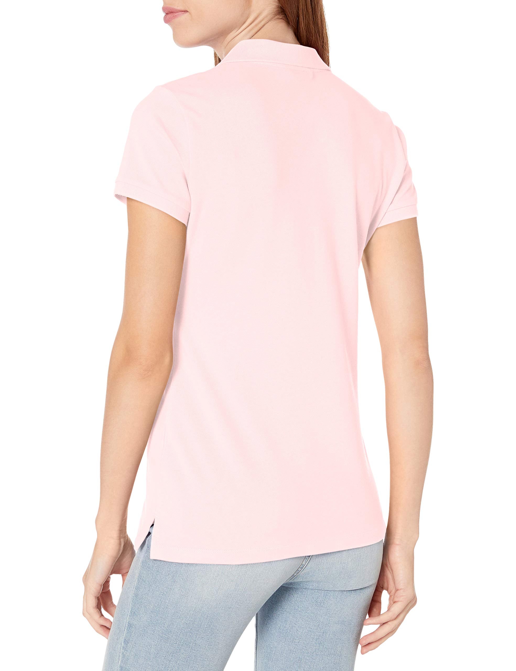 Nautica womens 5-button Short Sleeve Breathable 100 cotton Polo Shirt, cradle Pink, Large US