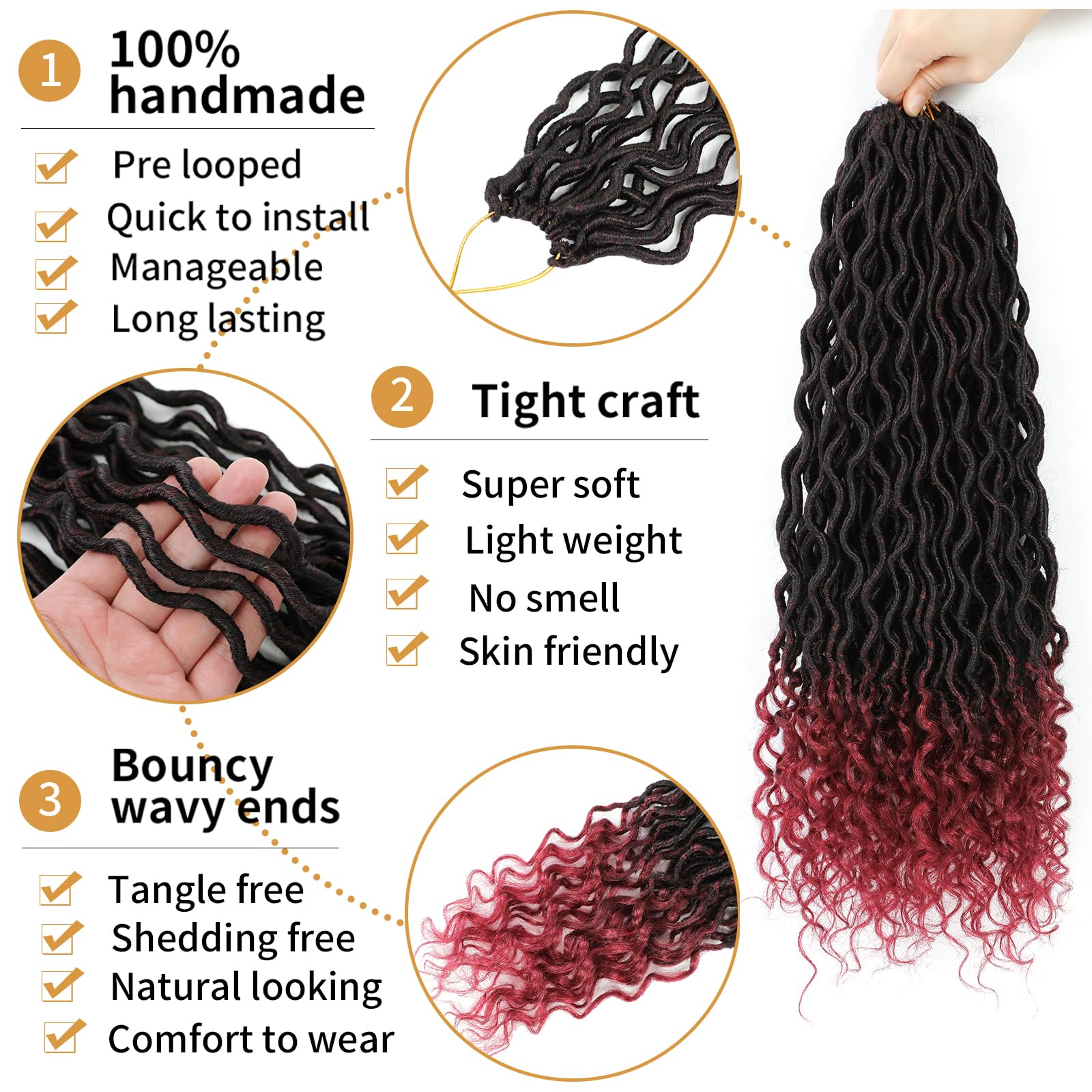 Cohariss Faux Locs 16 Inch Crochet Hair Pre Looped Goddess Locs Crochet Hair For Black Women Soft Locs Crochet Hair With Curly E