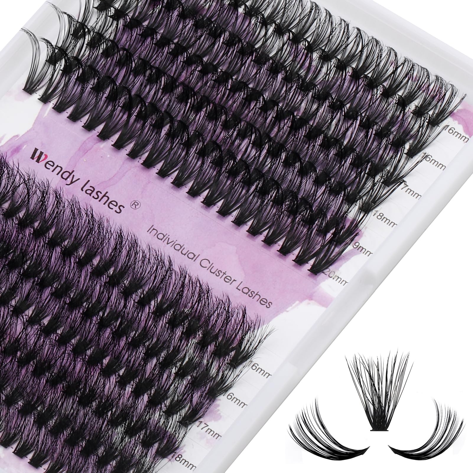 Lash Clusters Individual Cluster Lashes 40D+3D DIY Lash Extension 16-20mm Mixed C/D Curl Individual Cluster Eyelashes Thin Band 