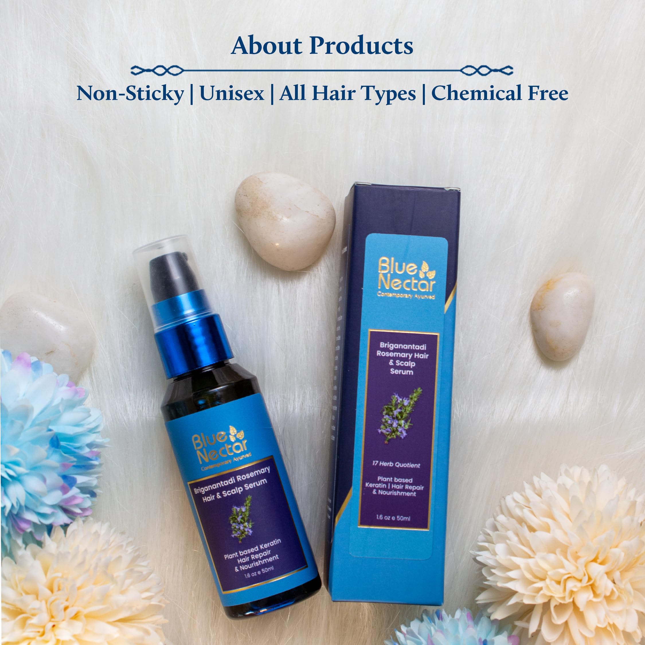 Blue Nectar Rosemary Hair & Scalp Serum for Women & Men | Advanced Hair Growth Serum for Dry & Frizzy Hair | with Plant Based Ke