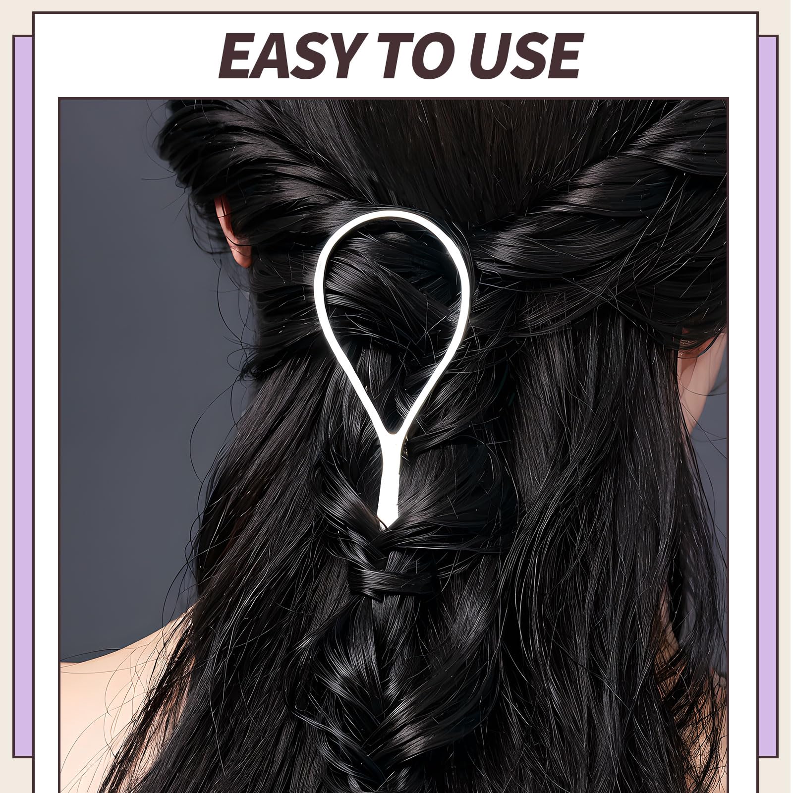 Teenitor 4Pcs Pony Tail Hair Tools, 2 Pairs Hair Loop Styling Tool Ponytail Hair Pull Through Tool French Braiding Hair Tool, Ha