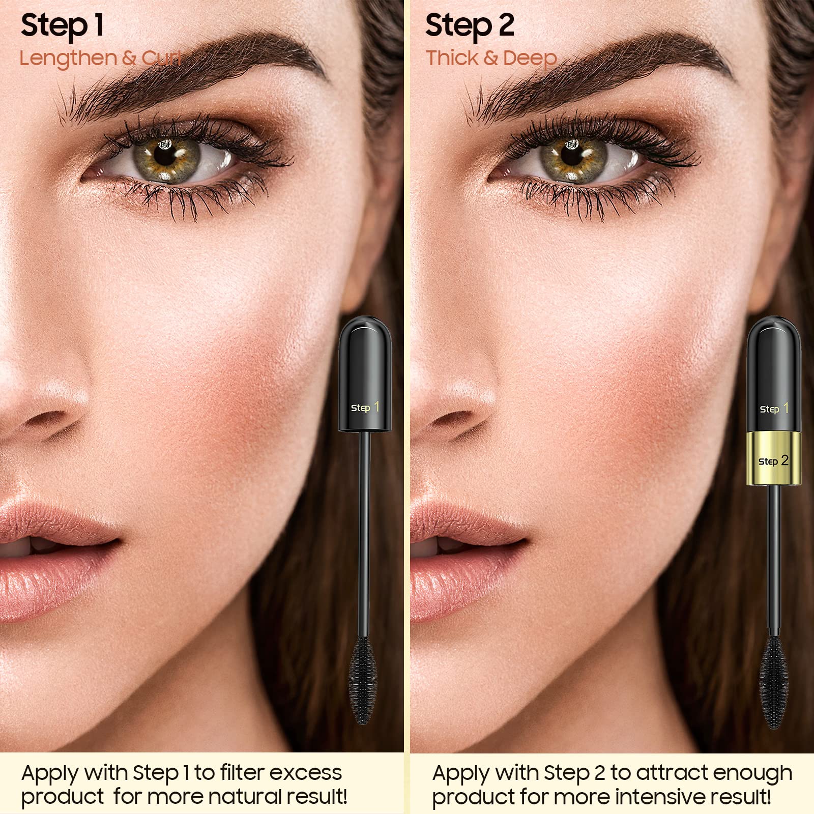 Tubing Mascara Waterproof & Smudge-Proof - 2-1 Long-Lasting Mascara Black Volumizing And Lengthening For Eye Makeup, No Clumping