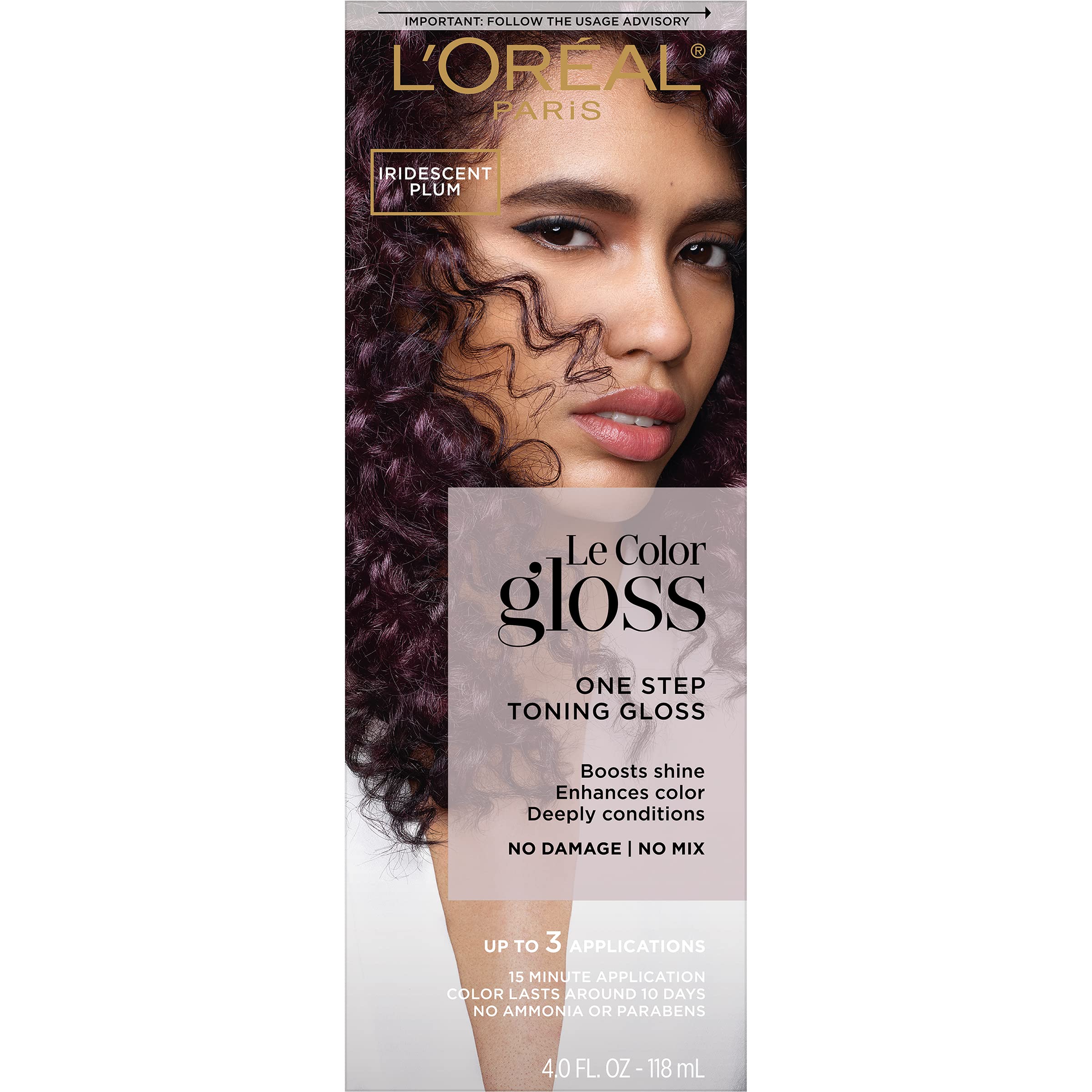 LOreal Paris Le Color Gloss One Step InShower Toning Hair Gloss, Neutralizes Brass, Conditions & Boosts Shine, Iridescent Plum