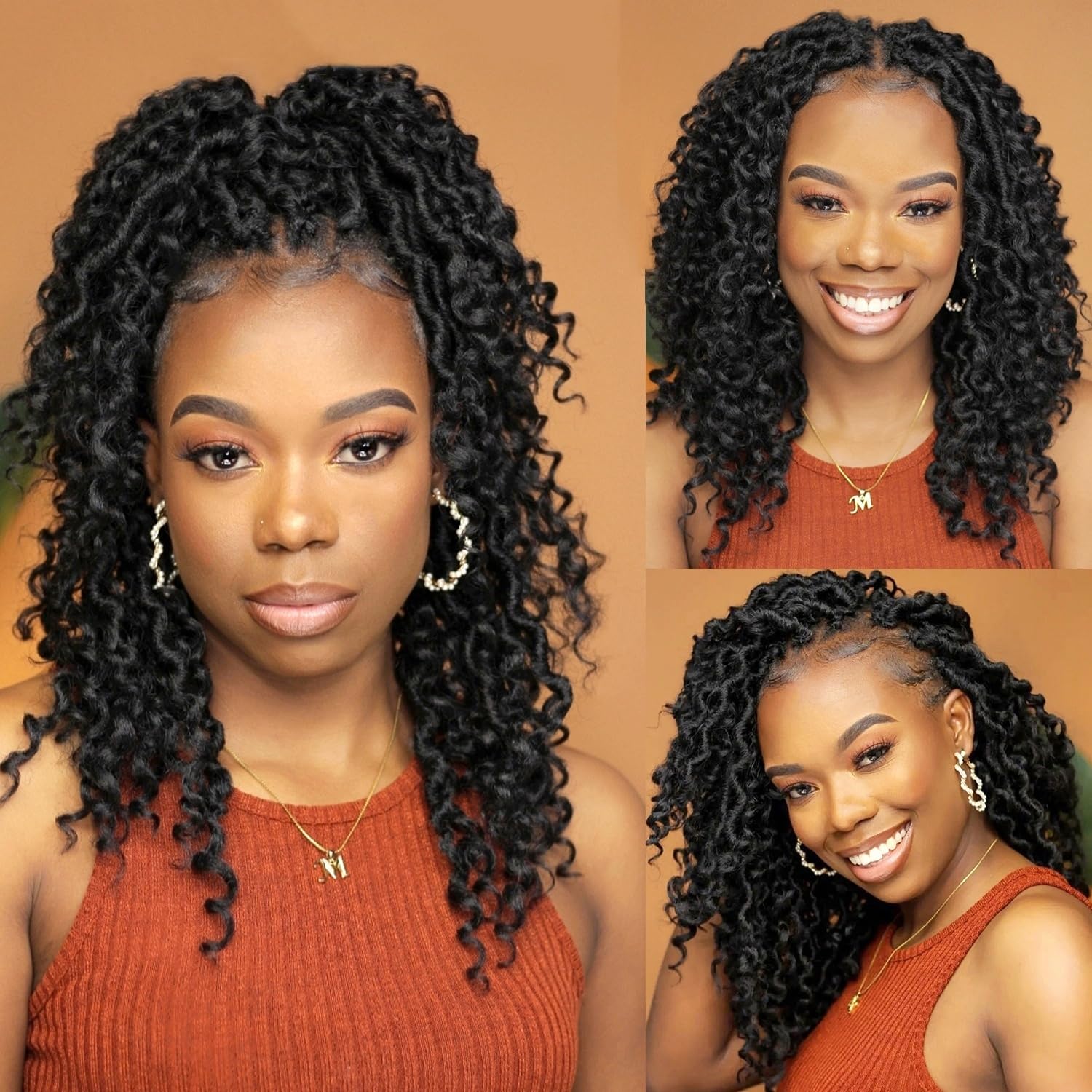 Forevery Faux Locs Crochet Hair 12 Inch Goddess Locs Crochet Hair 6 Packs Prelooped Crochet Hair for Black Women, River locs Cro