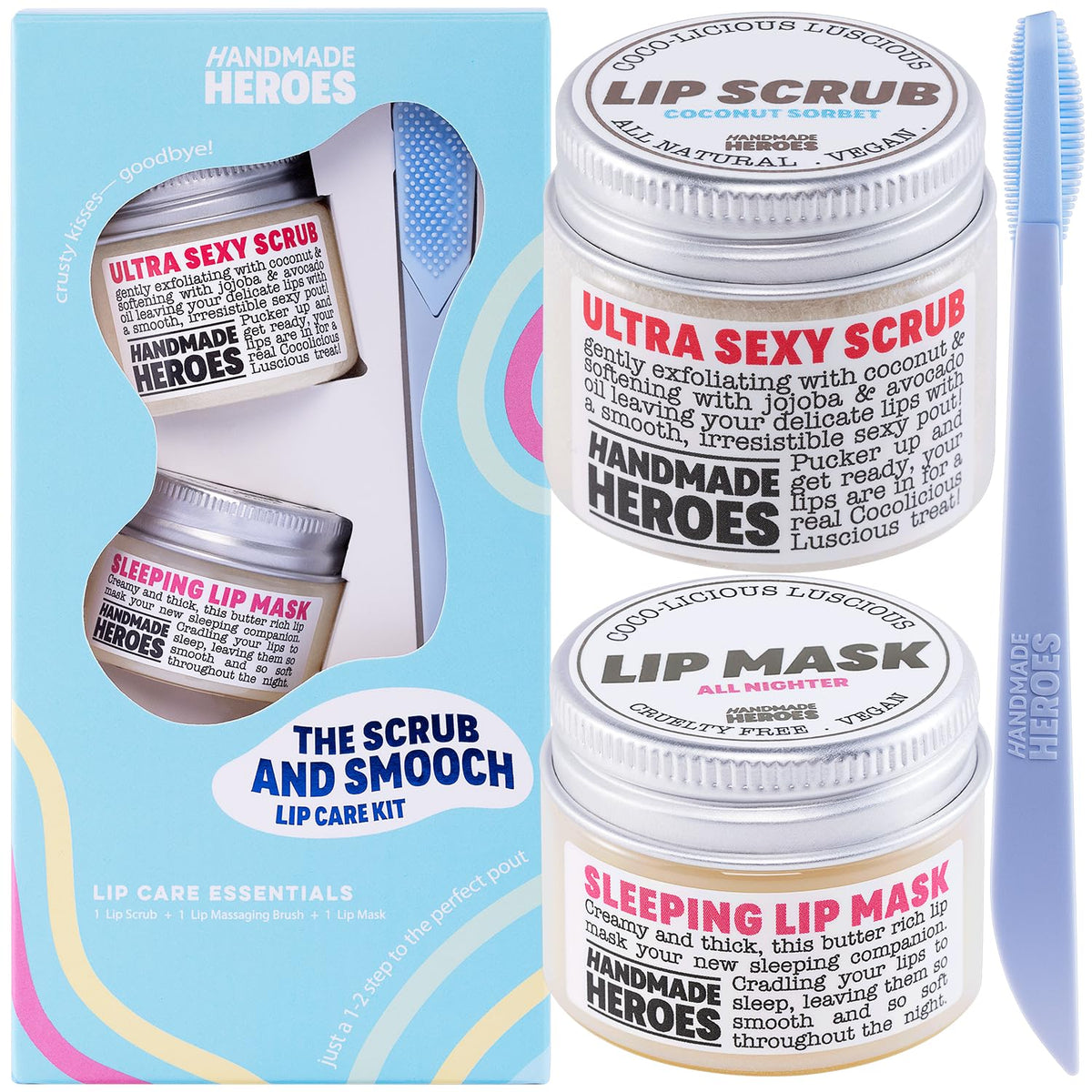 100% Natural Lip Scrub and Lip Mask, Vegan Conditioning Coconut Lip Exfoliator - Gentle Exfoliant, Sugar Lip Polish and Lip Exfo
