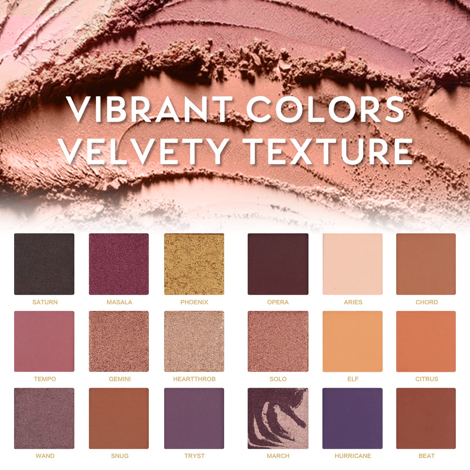 Charmcode Shimmer Matte Makeup Eyeshadow Palette Professional 18 Colors High Pigmented Warm Neutral Metallic Blendable Creamy Ey