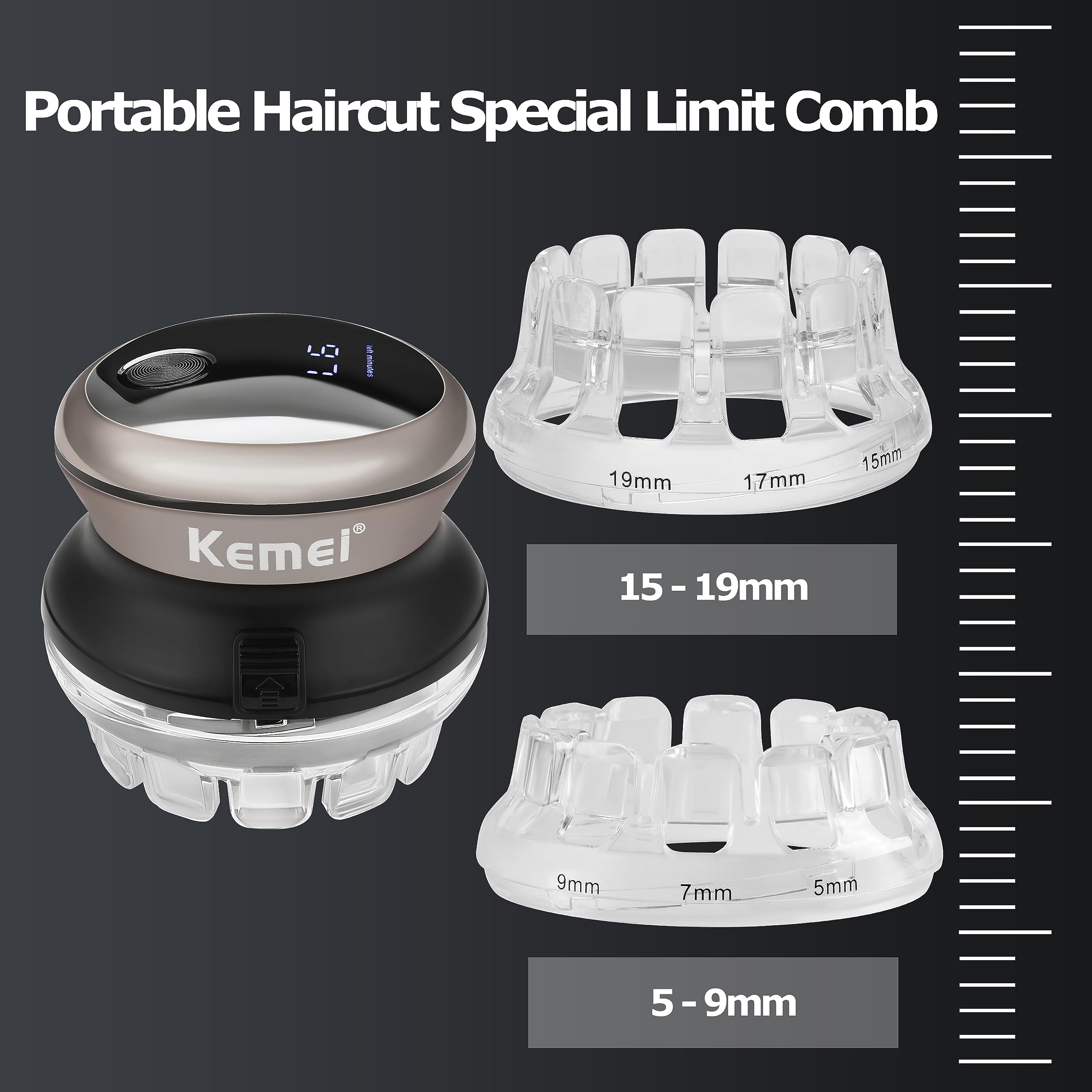 KEMEI Hair Clipper for Men,Circular Cordless Hair Trimmer, Self-Haircut Kit, Rechargeable LED Display KM 887
