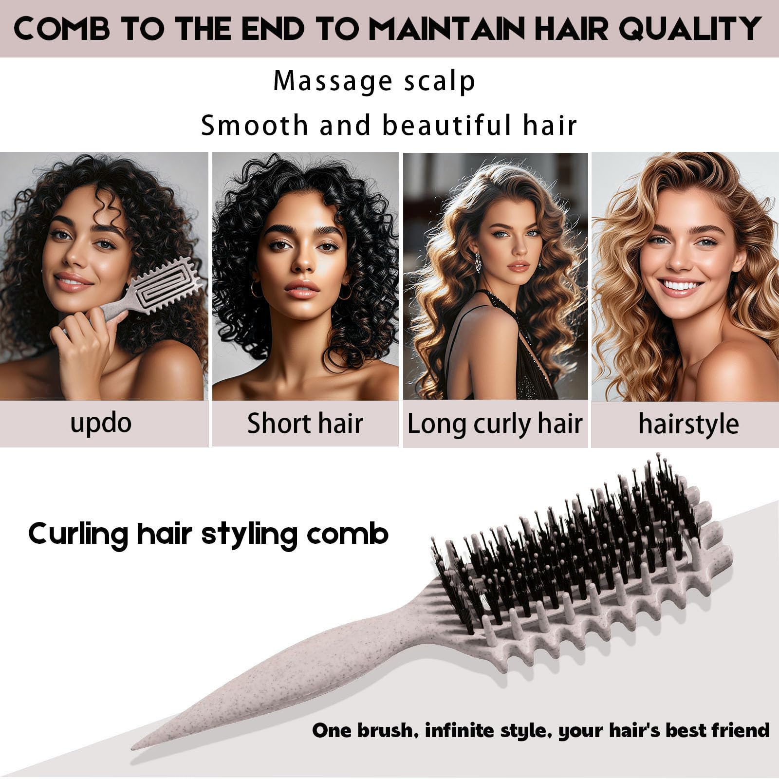 Curly Hair Brush Candybrush Curl Defining Brush for Detangling Shaping and Defining Curls for Women, Men, Wet & Dry Hair (Black)