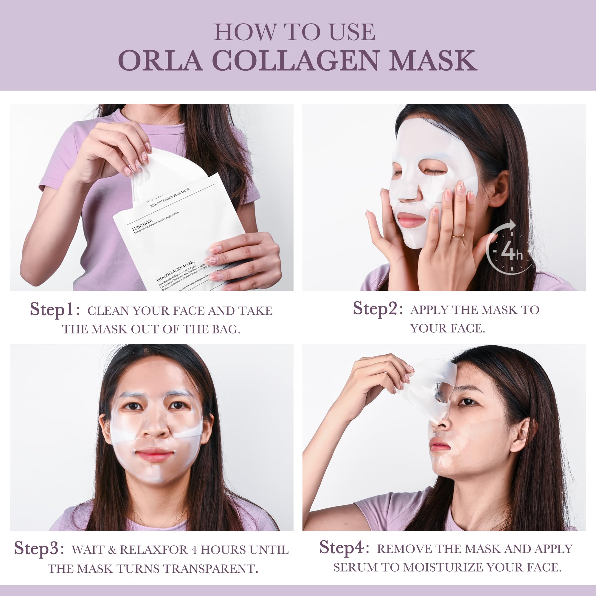 Deep Bio-Collagen Real Mask 34g*6ea, Facial Hydrogel Masks with Low Molecular Weight Collagen, Hydrating Overnight Mask for Mois