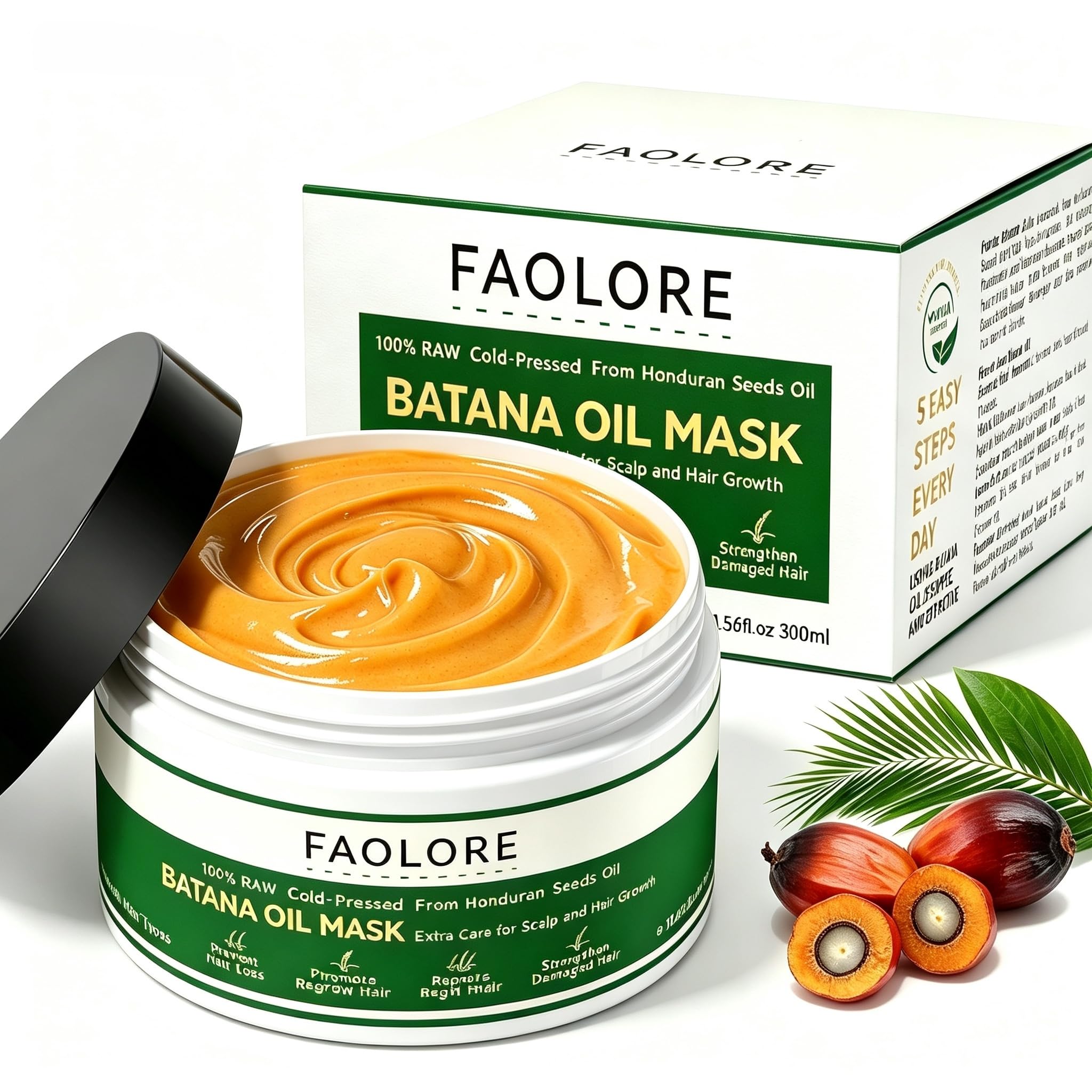 FAOLORE Batana Oil Mask for Hair Growth100% Raw Batana Oil from Honduras,300ml Wild Growth Hair Oil, Deep Conditioning Hair Rep