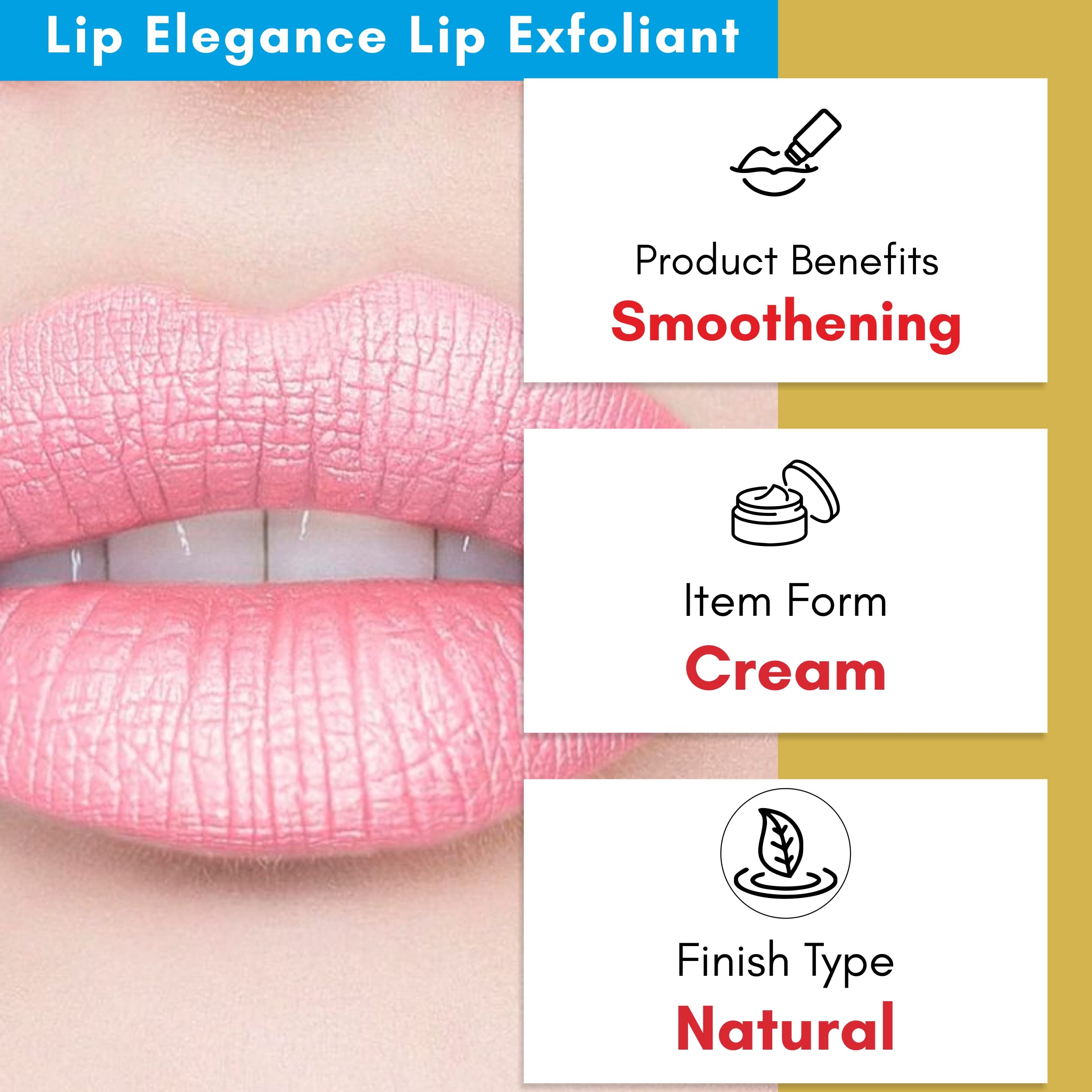 Lip Elegance Lip Exfoliator Cream - Intense Lip Repair and Lip Treatment Lip Exfoliant Cream - Lip Scrub Cream for Everday Lip C