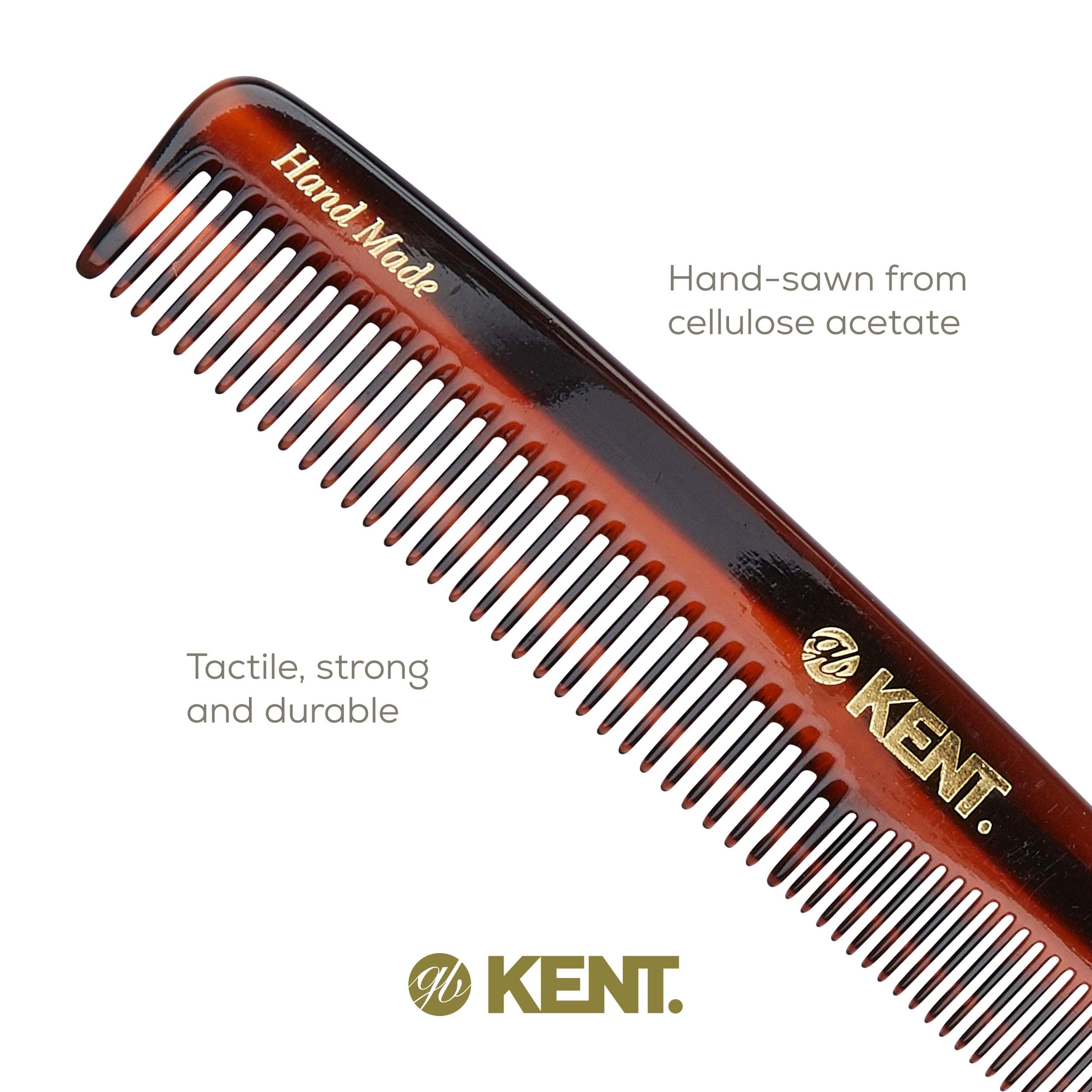 Kent 3T 6.5 Inch Double Tooth Dressing Comb, Fine and Wide Tooth Grooming Comb for Hair, Beard, Mustache and Styling for Men, Wo