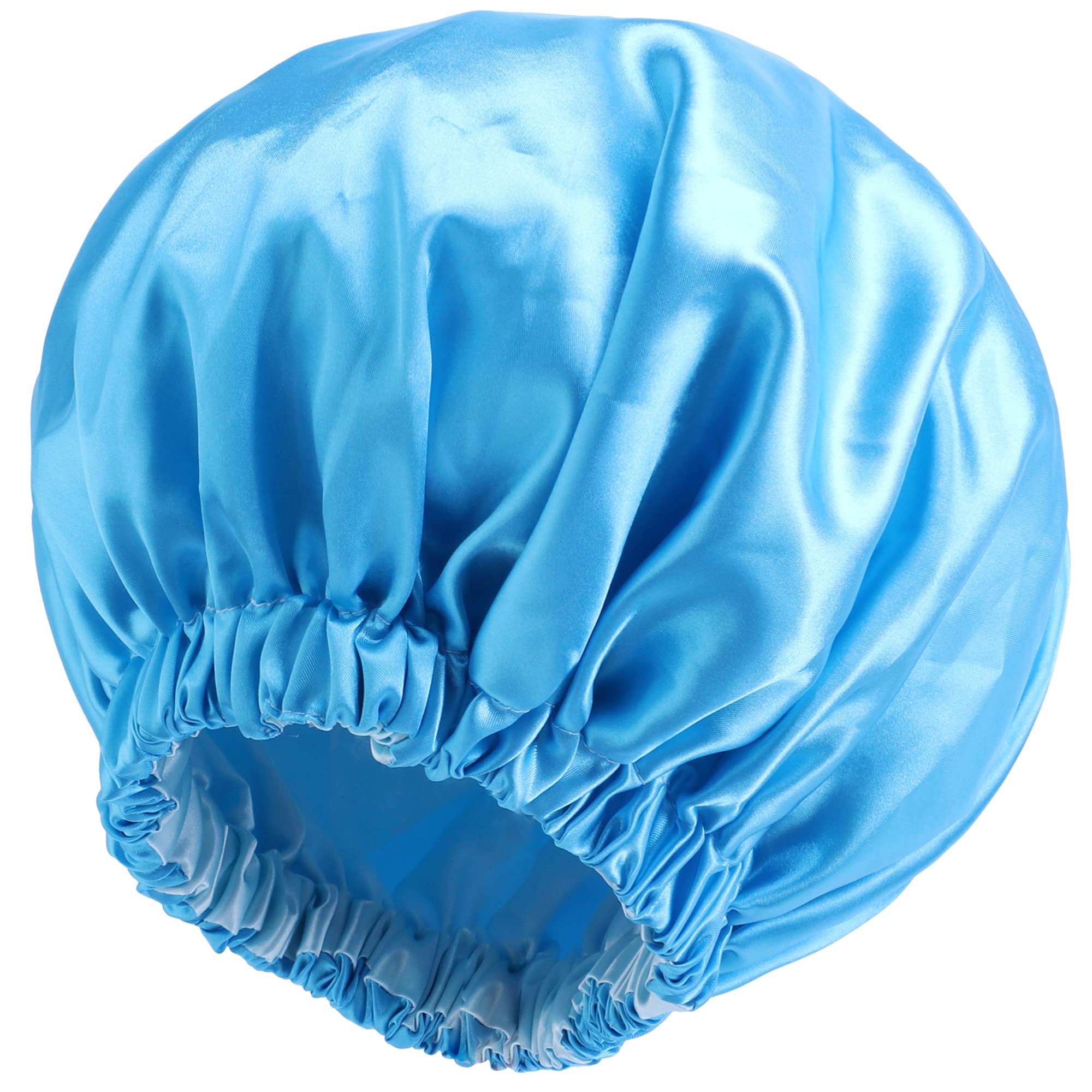 Satin Bonnet Silk Bonnet Hair Bonnet for Sleeping-Slouchy Beanie Hat Satin Sleep Cap for Women's Natural & Curly Hair(Lake Blue)