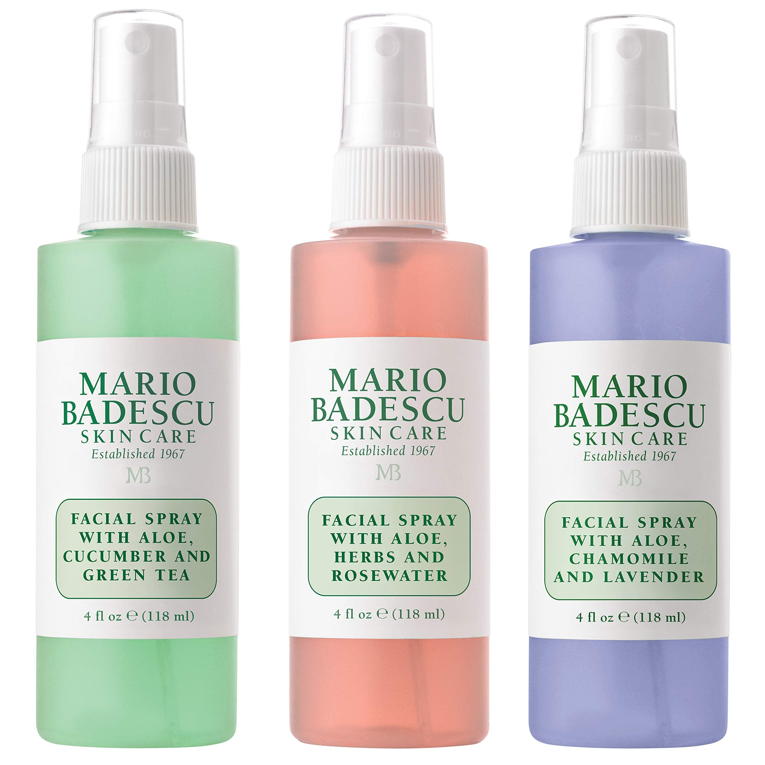 Mario Badescu Spritz Mist And Glow Facial Spray Trio Collection With Cucumber, Rose Water Lavender, Multi-Purpose Cooling Hydrat