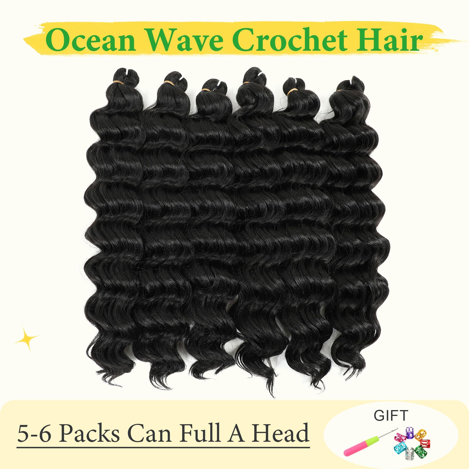 Ocean Wave Crochet Hair 20Inch Curly Braiding Hair For Black Women 7 Packs Wet And Wavy Crochet Hair Water Wave Crochet Hair Dee