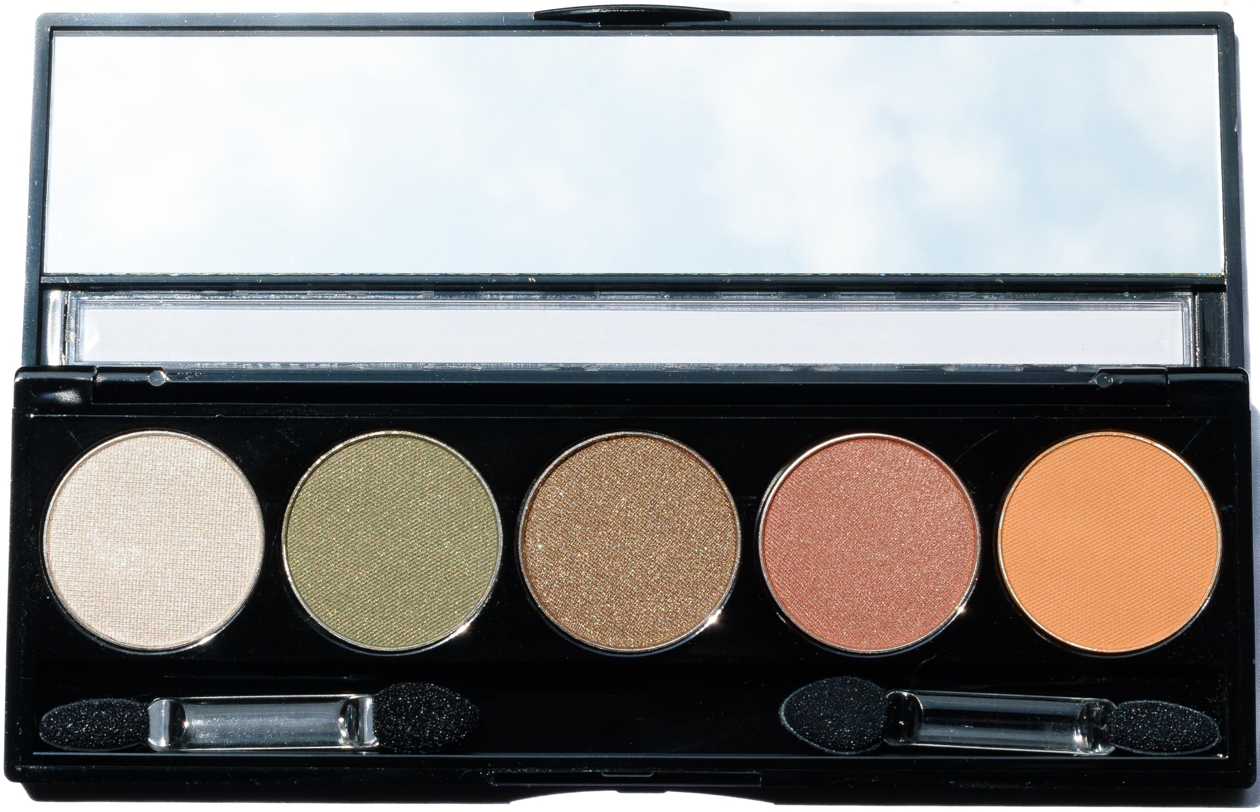 Pure Ziva Moroccan Spice Shimmer White, Olive Green, Gold, Copper Penny Red, And Light Matte Orange Vegan Eyeshadow Palette; Tal