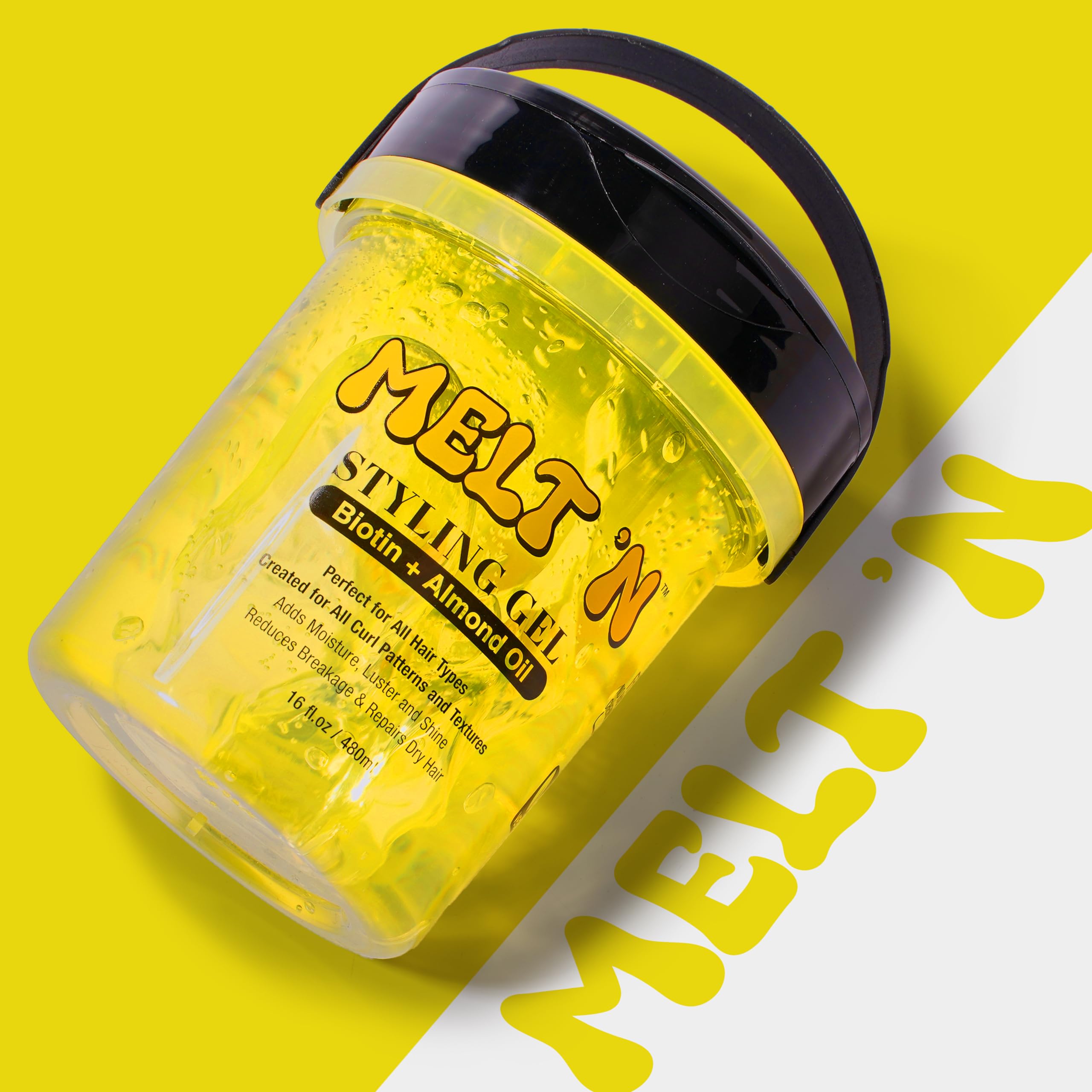 Ebin New York Melt'N Styling Gel Biotin And Almond Oil Infused 16Oz - Strengthens Hair And Moisture Retenetion, Strong Hold Styl