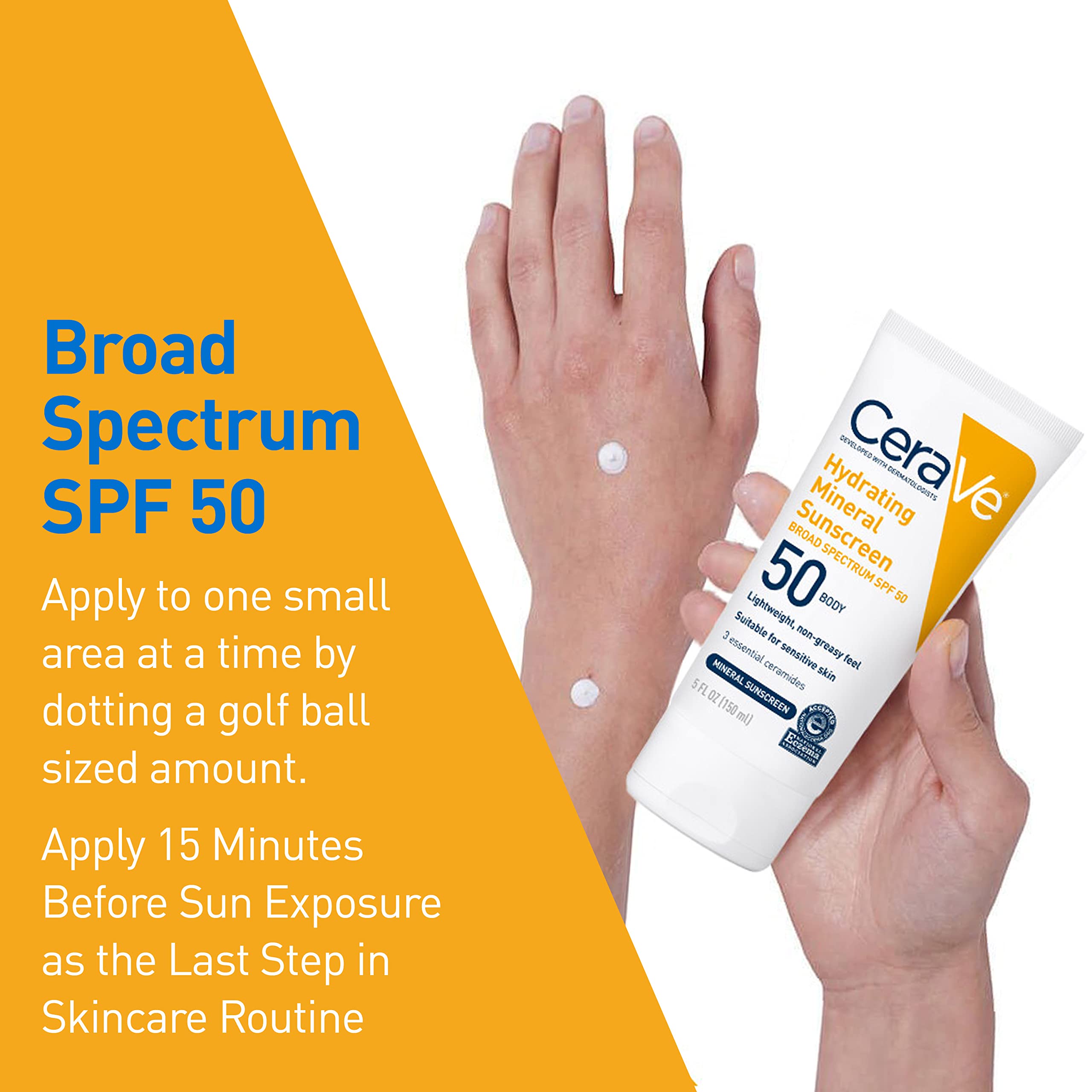 Cerave 100% Mineral Sunscreen Spf 50 | Body Sunscreen With Zinc Oxide & Titanium Dioxide | Hyaluronic Acid & Ceramides | Oil Fre