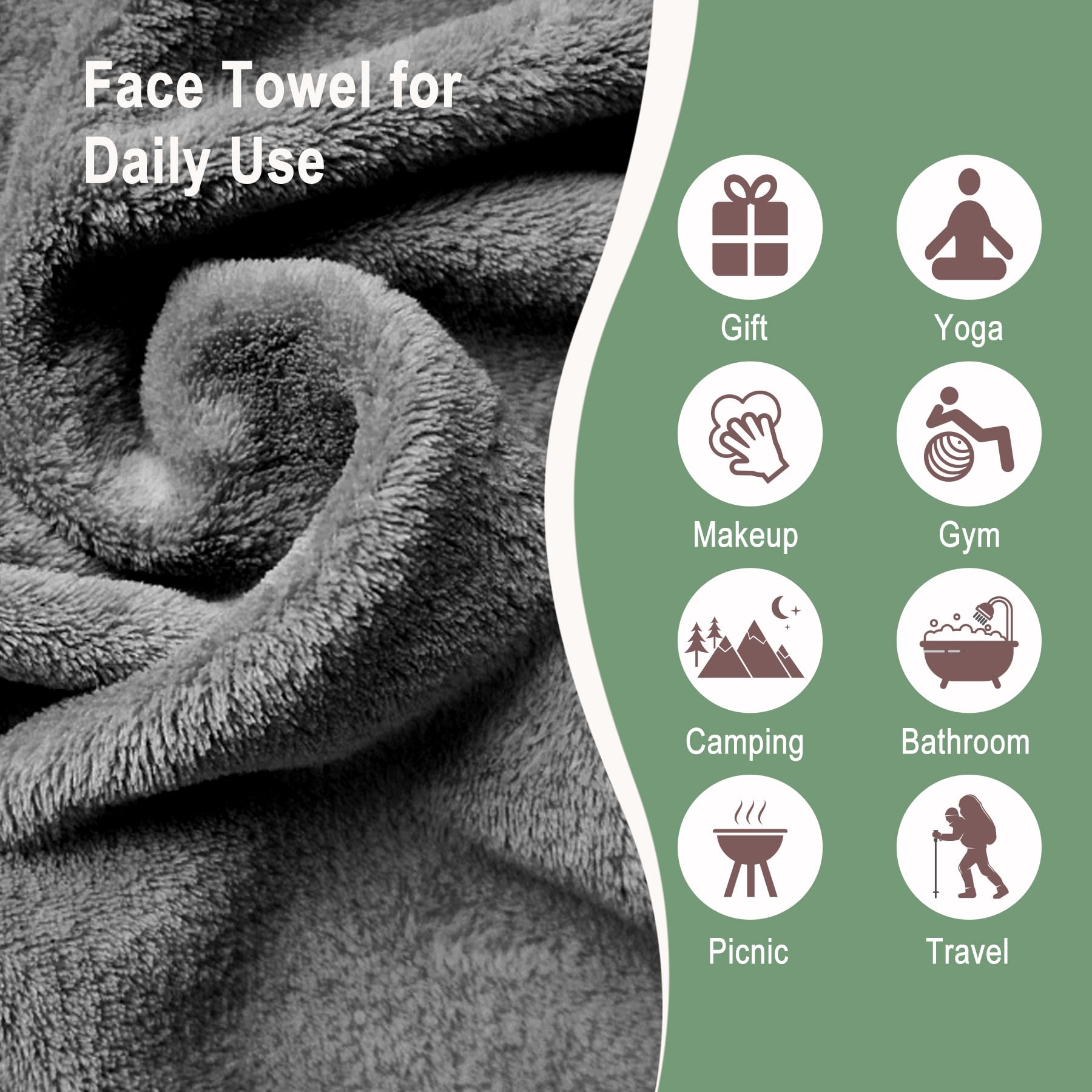 Kodamo Makeup Remover Cloth, 13'' X 7'' Microfiber Face Cloths For Washing Face, Reusable Soft Makeup Remover Towels For Women,