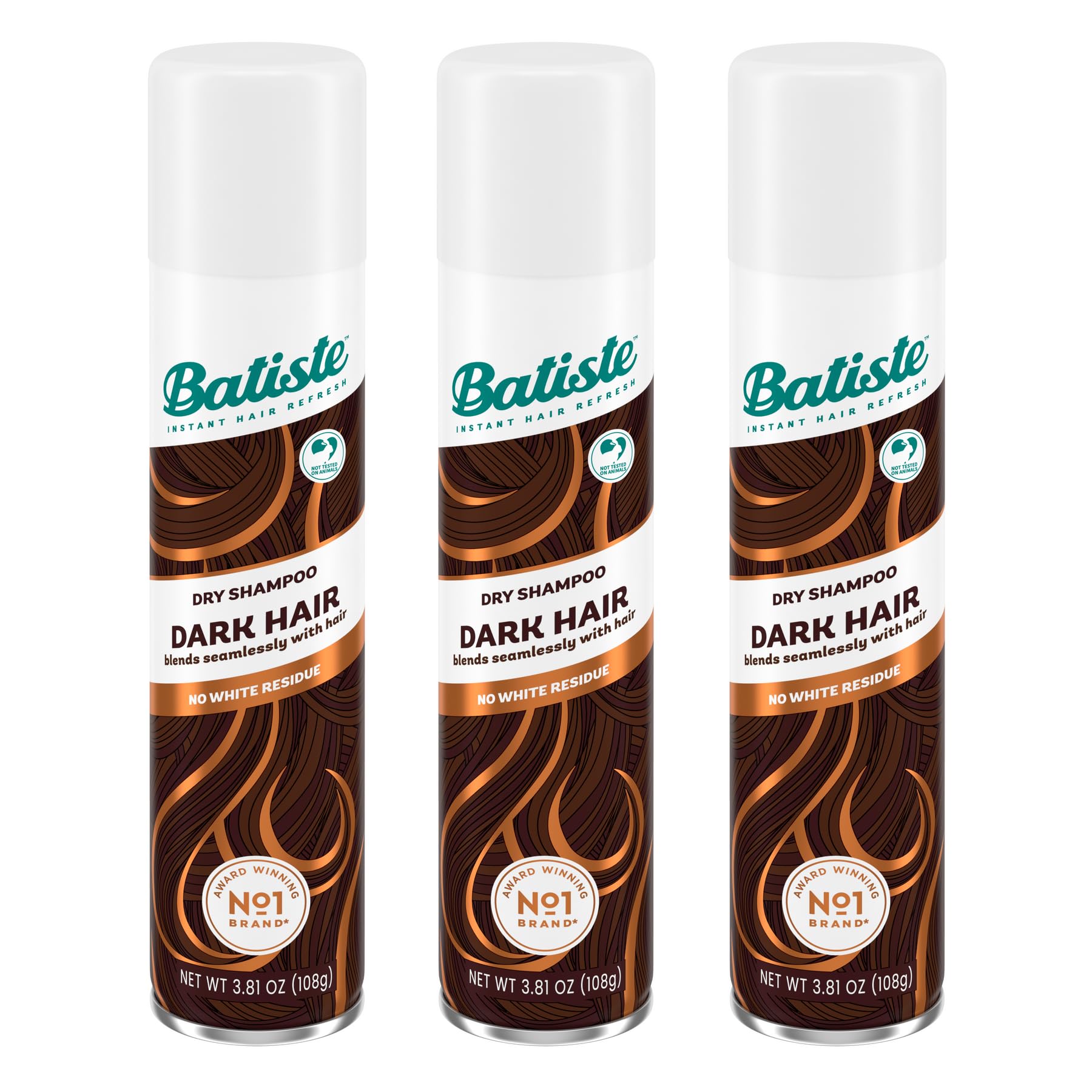 Batiste Dark Dry Shampoo, Waterless Shampoo, 3.81Oz 3 Pack