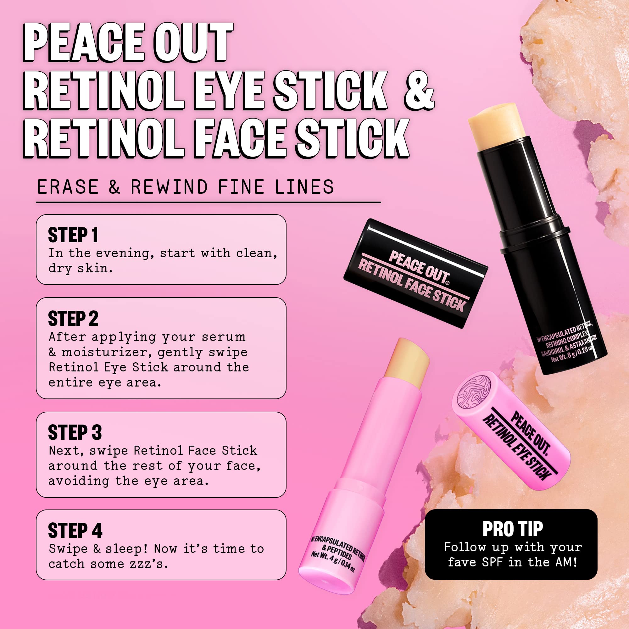 Peace Out Skincare Retinol Eye Stick | Daily Under Eye Retinol Serum Balm In Convenient Stick | Reduces Fine Lines, Wrinkles, Da
