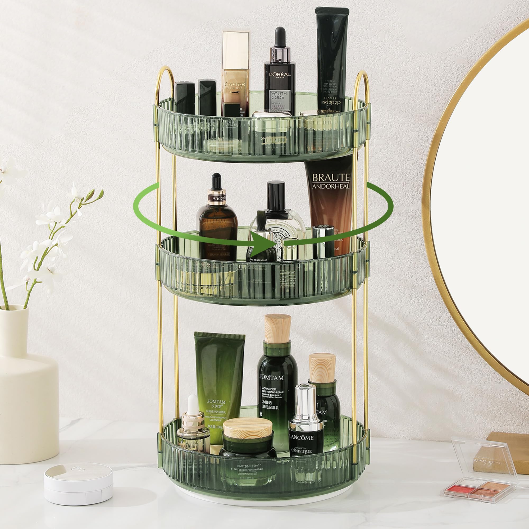 Rotating Makeup Organizer For Vanity, Skin Care Perfume Organizers Large Capacity, Bathroom Counter Organizer For Make Up Cosmet
