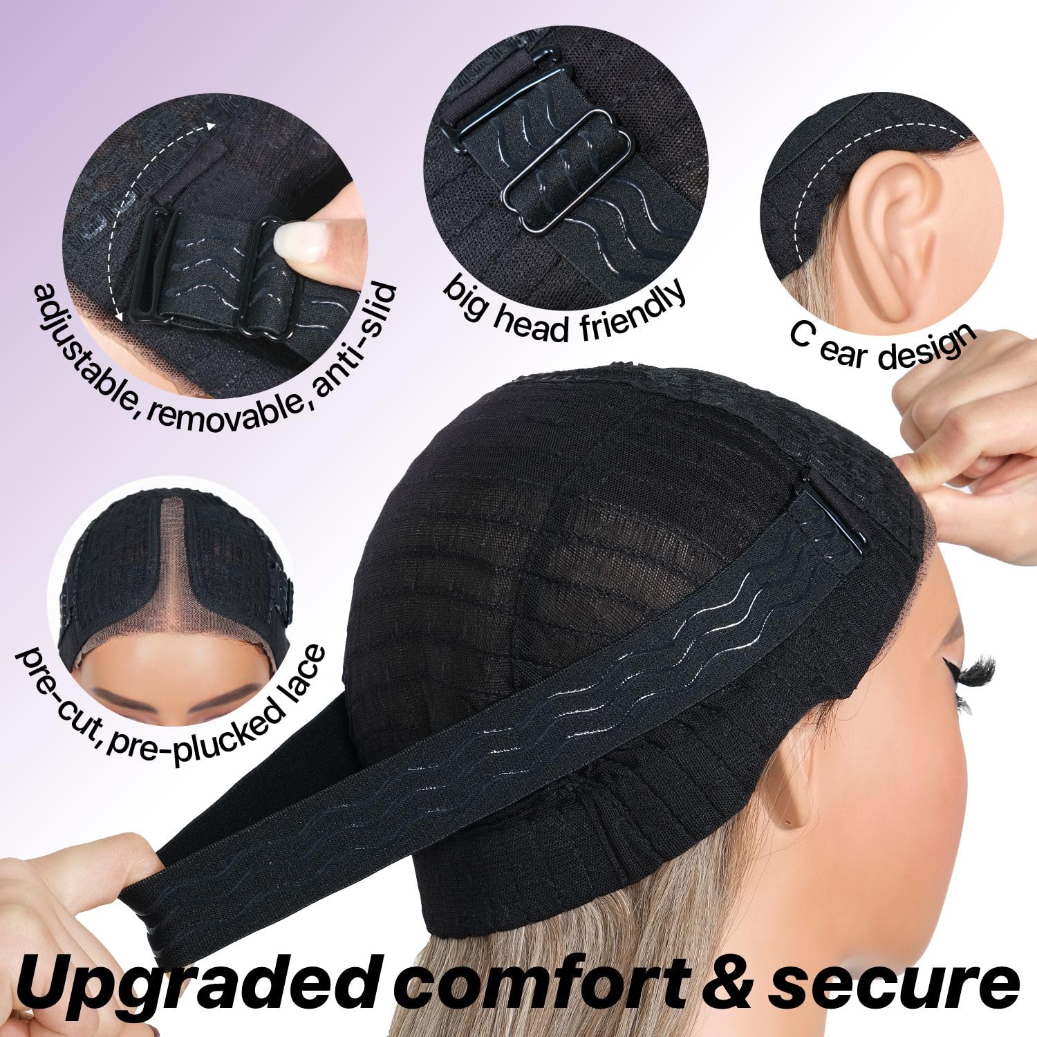 Brownbomb Ombre Purple Black Wear and Go Glueless Wigs Pre Plucked Pre Cut for Beginners Synthetic Lace Front Wigs With Bangs Lo