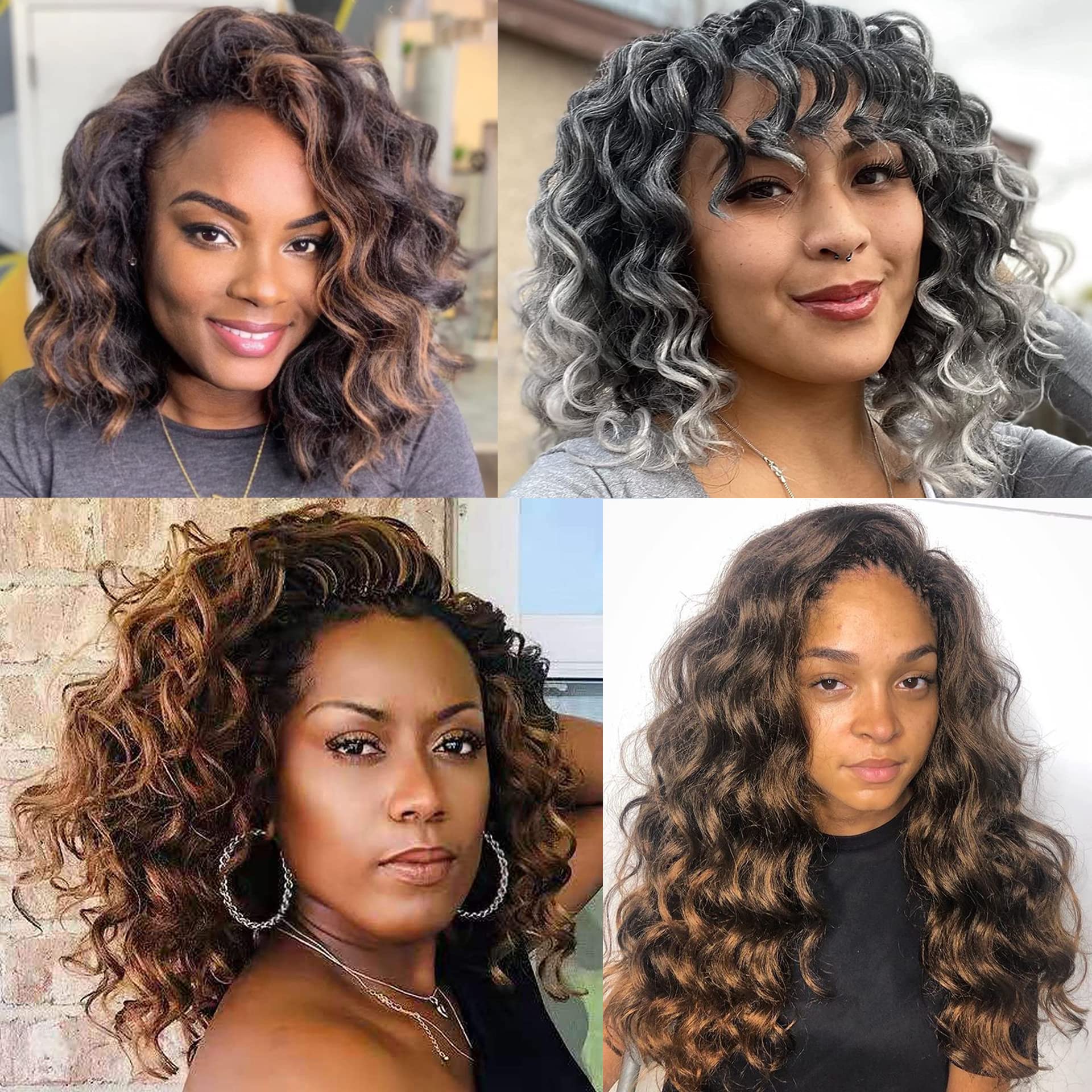 18 Inch Ocean Wave Crochet Hair T1 30 27 7 Packs Deep Wave Crochet Braids 126 Strands Brown Blonde Ombre Wavy Curly Braiding Hai