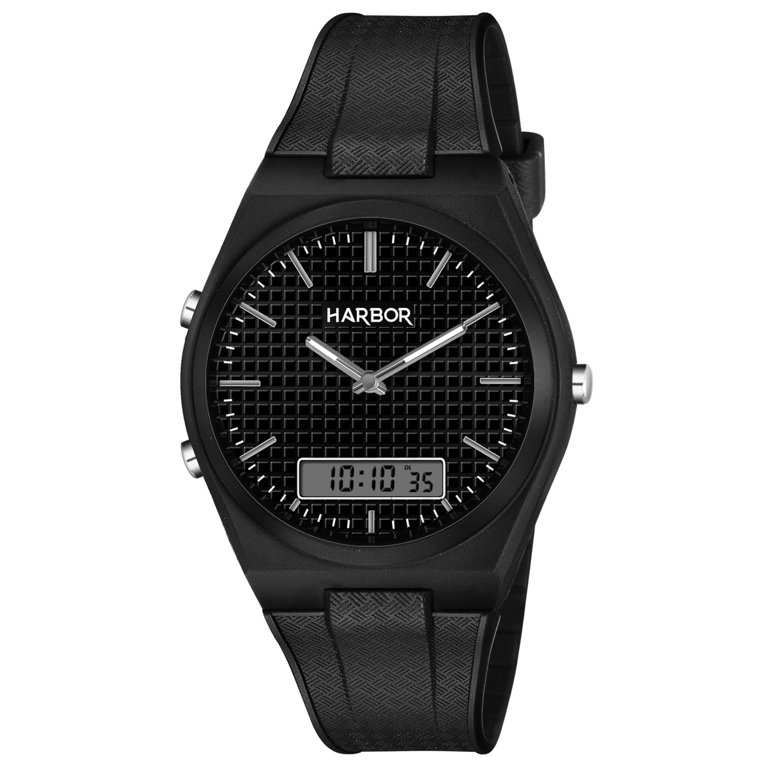 Harbor Slim Black Multi Functional Analog Digital Watch For Men, Pu Strap