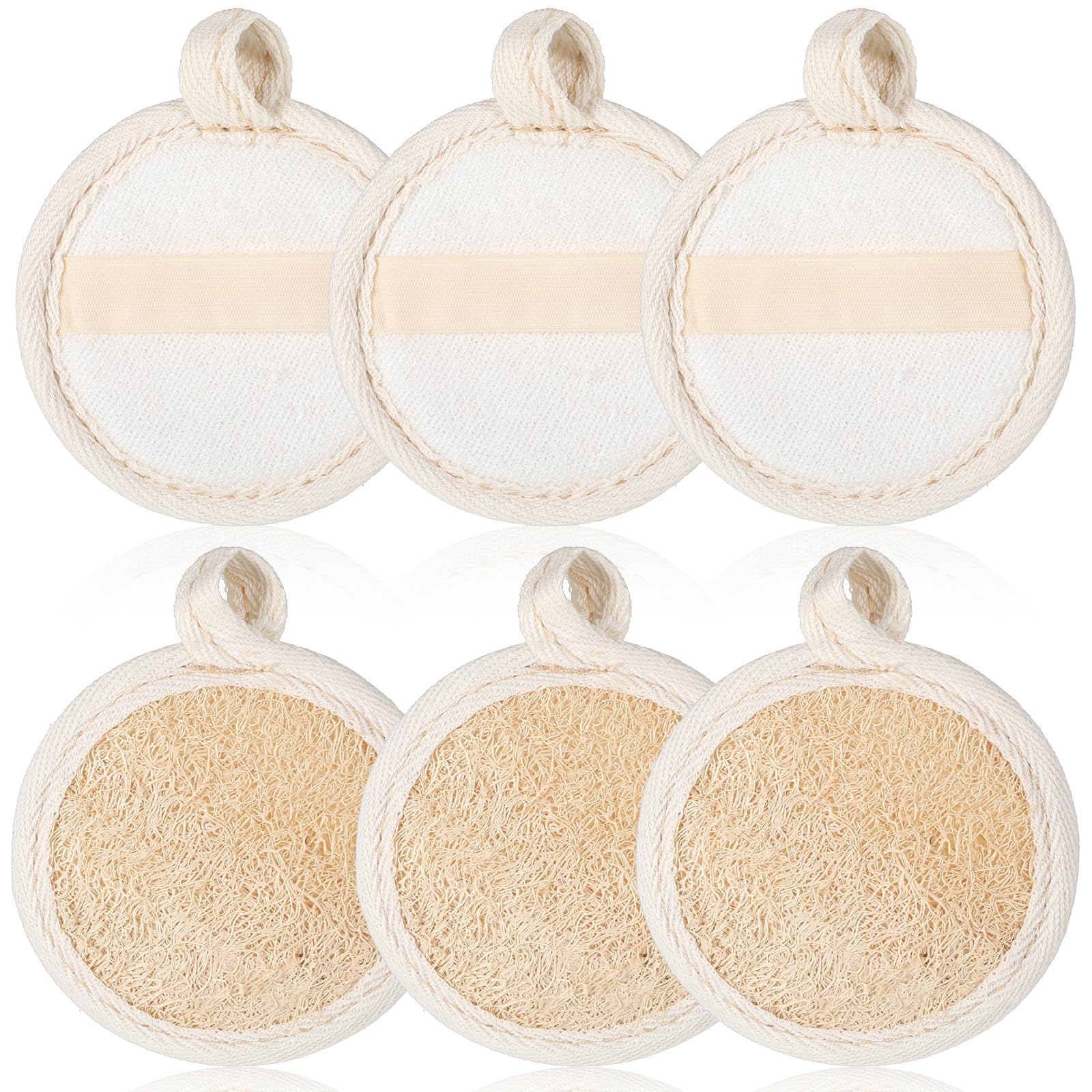 HJZHII 6pcs Natural Loofah Face Scrubber, Exfoliating Face Scrub Pads Organic Luffa Faces Scrub Pads Deep Cleansing Massage Pore