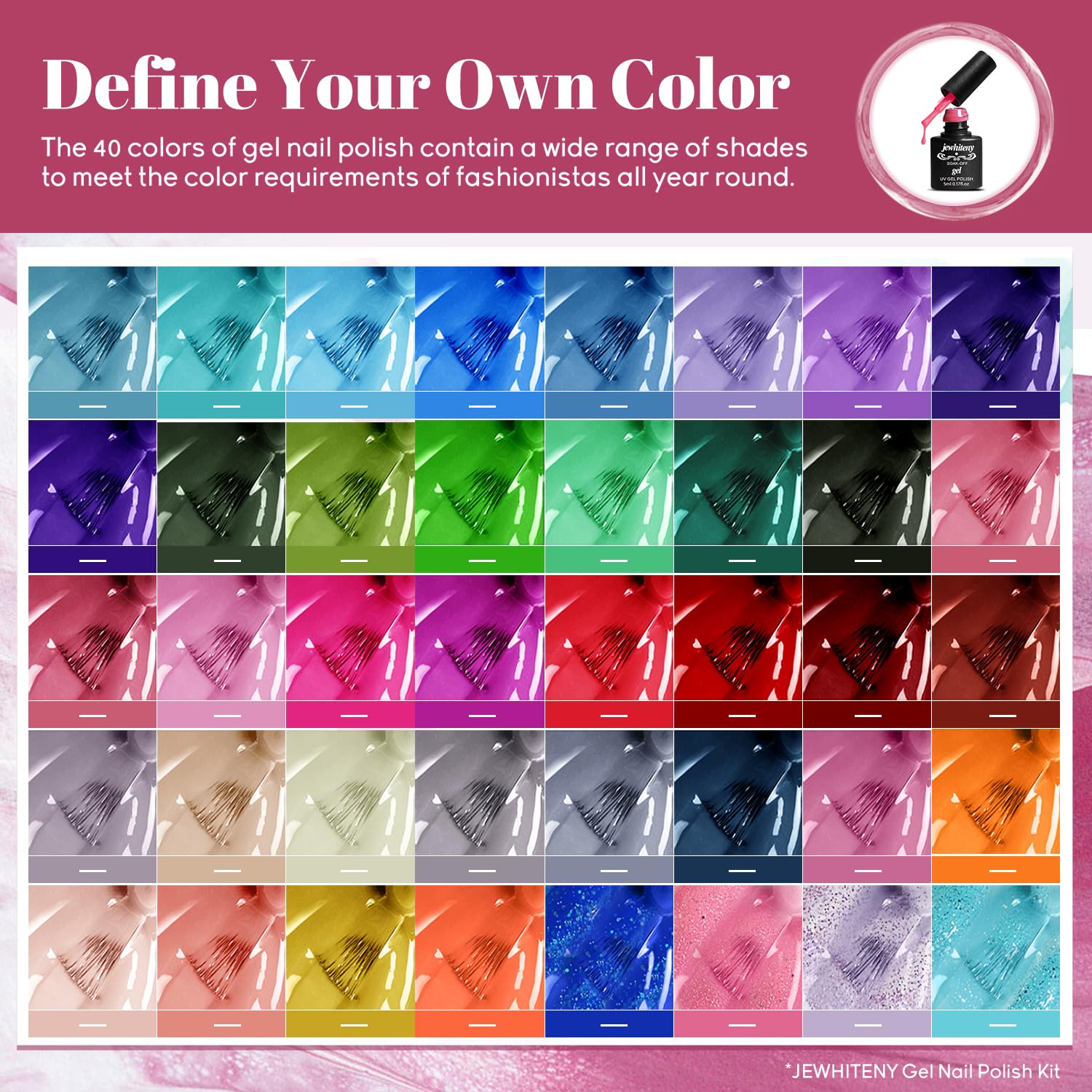 Jewhiteny 43Pcs Gel Nail Polish Kit With U V Light 120W Led Nail Lamp 40 Colors Gel Nail Polish Set Manicure Tools All-In-One Na