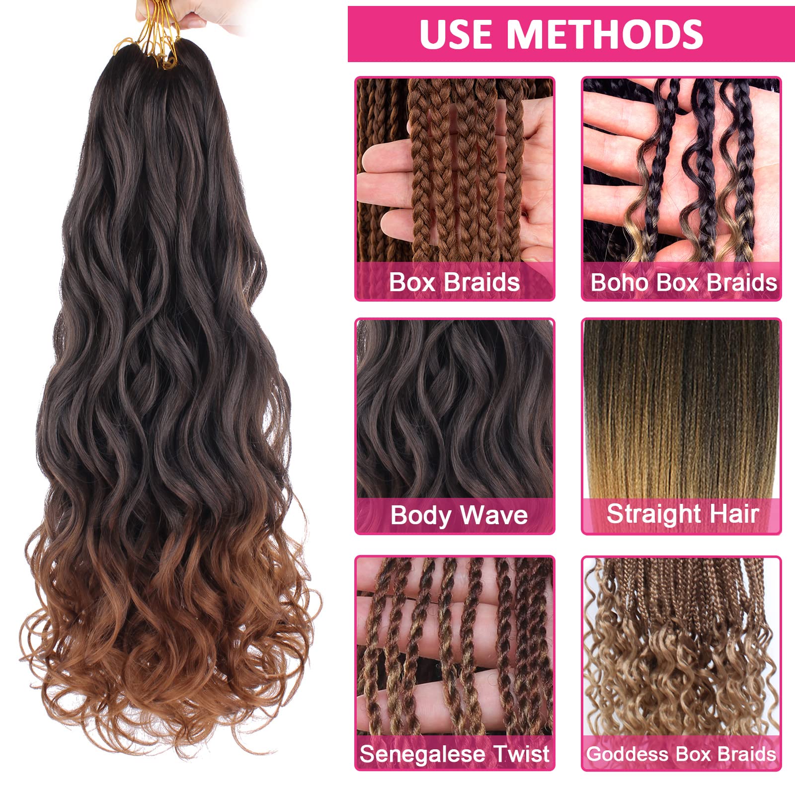 Unionbeauty 30 Inch French Curly Braiding Hair 8 Pack Pre Stretched Braiding Hair Ez Braids Crochet Hair For Goddess Box Braids