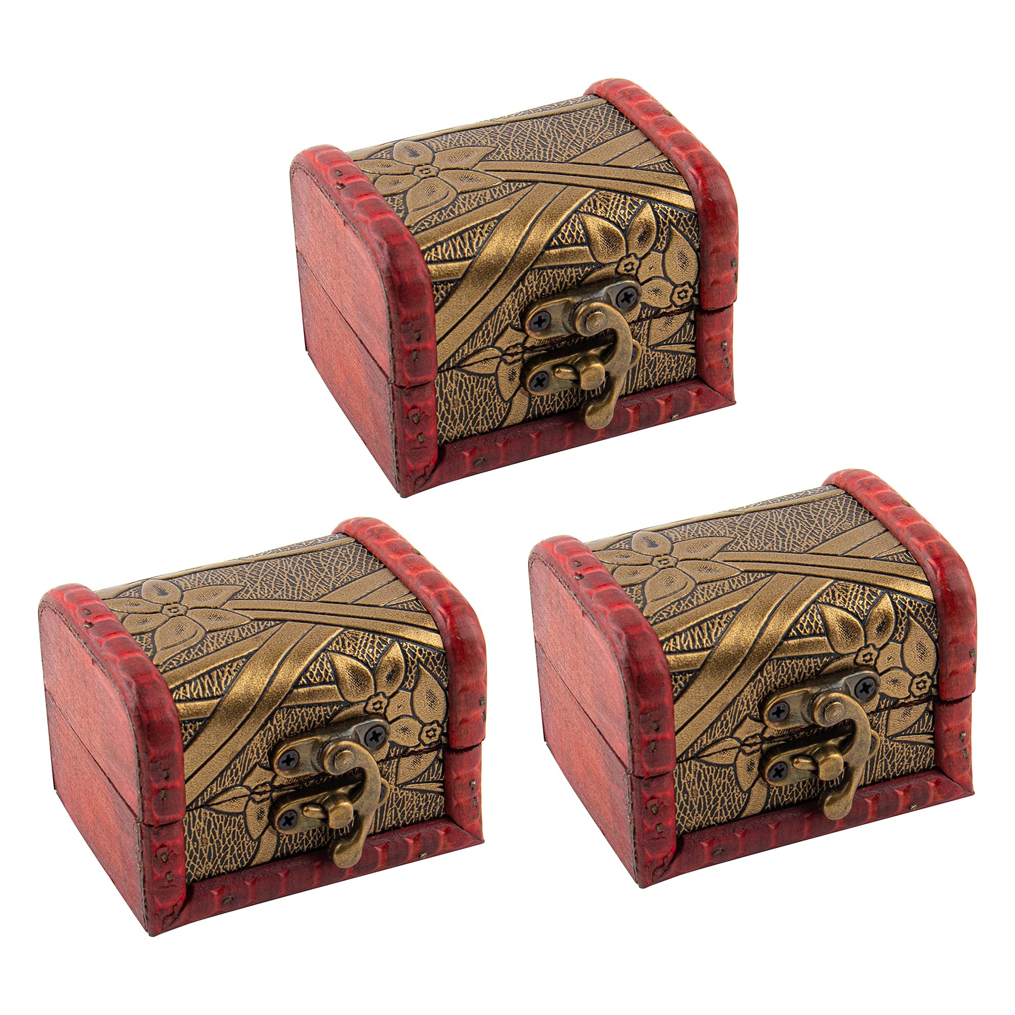 AUEAR, 3 Pack Vintage Jewelry Box with Mini Metal Lock Little Treasure Chest Box Rings Case for Storage Rings Jewelry