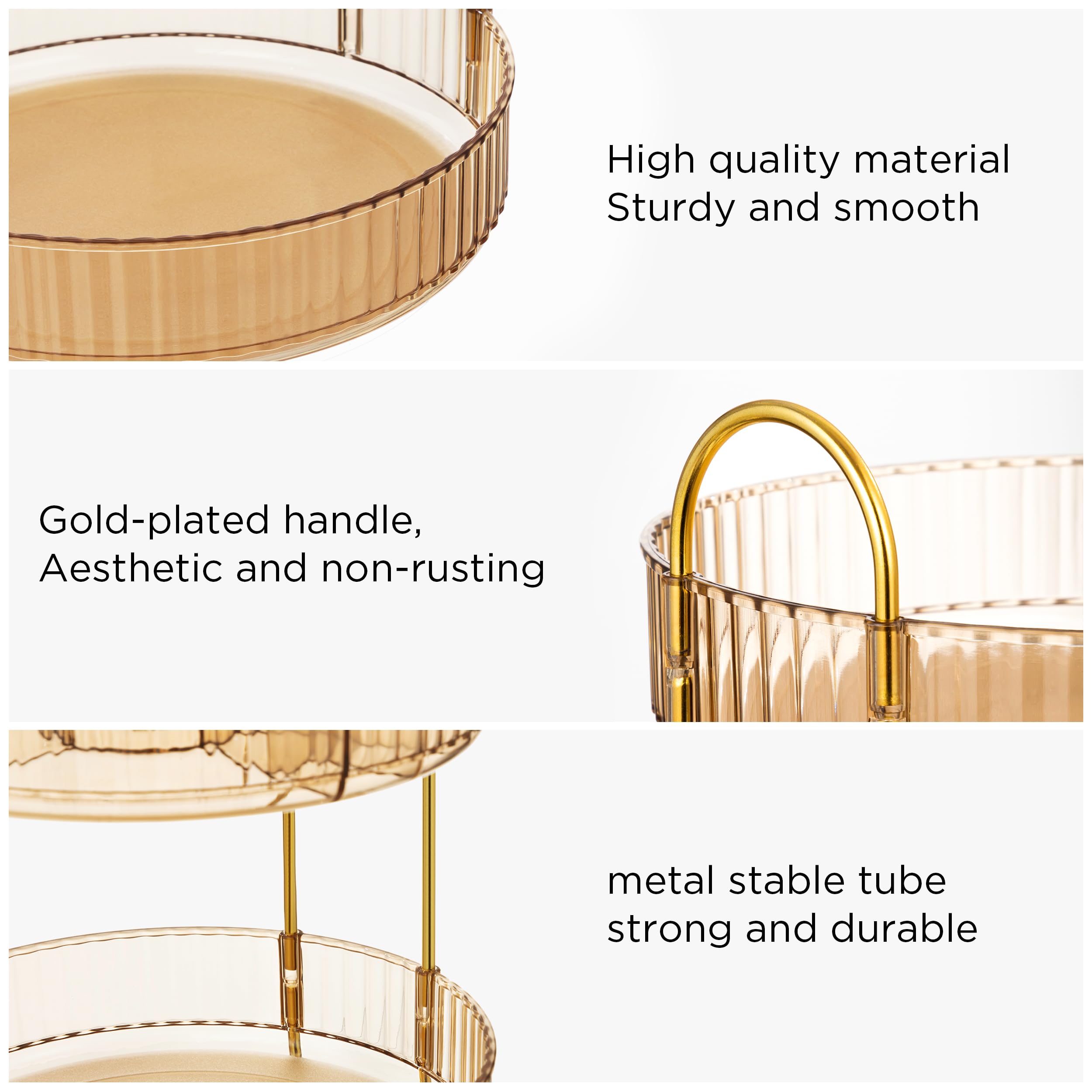 Vorey 360 Rotating Makeup Organizer Countertop 3 Tier Bathroom Organizer Spinning Perfume Organizers, Skincare Organizers Makeup