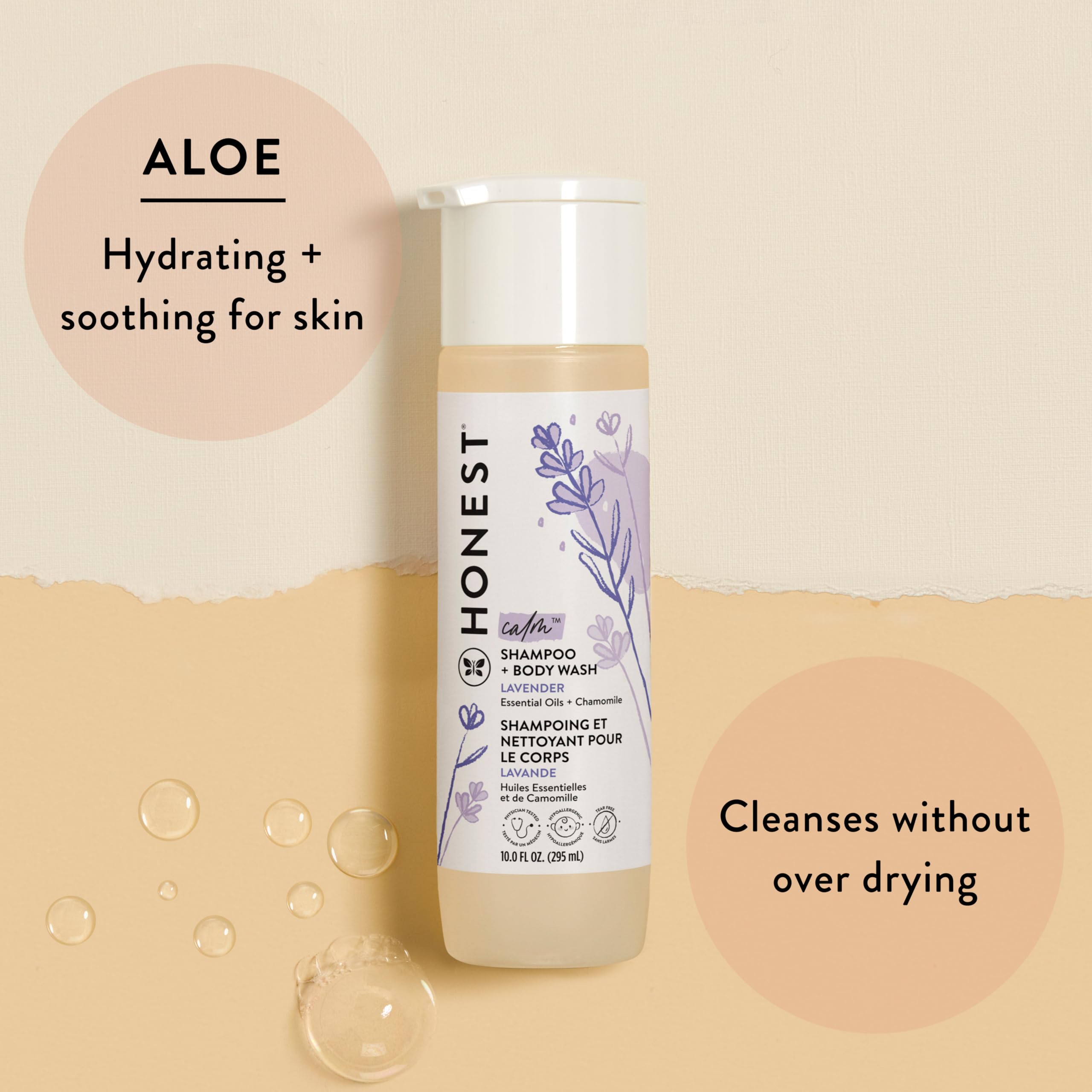The Honest Company 2-In-1 Cleansing Shampoo + Body Wash  Gentle For Baby  Naturally Derived, Tear-Free, Hypoallergenic  Lavender