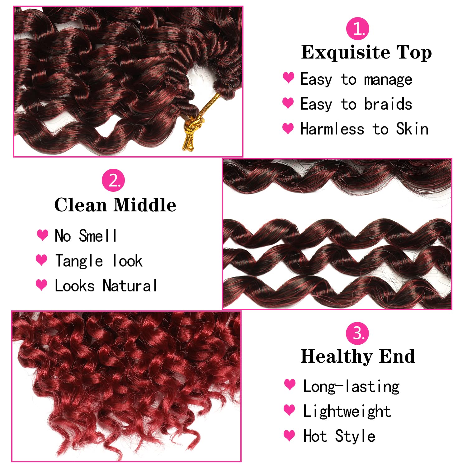 8 Inch Passion Twist Hair, Short Ombre Burgundy Water Wave Crochet Hair Passion Twist Crochet Hair For Women Passion Twists Brai