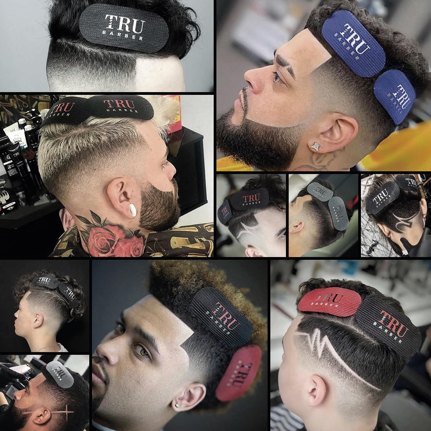 Tru Barber Hair Grippers  Bundle Pack 6 Pcs For Men And Women - Salon And Barber, Hair Clips For Styling, Hair Holder Grips (Bla