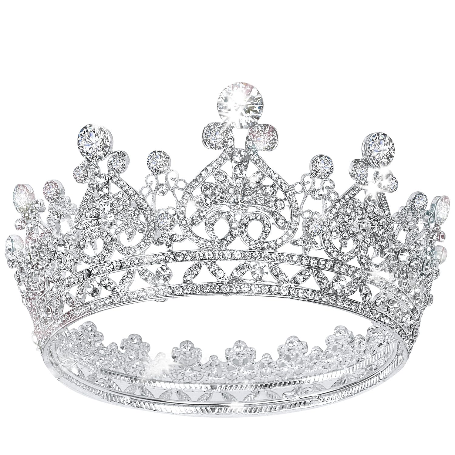 COCIDE Silver Crown for Women Crystal Queen Crowns and Tiaras Girls Full Round Wedding Headband Hair Accessories for Birthday Pa