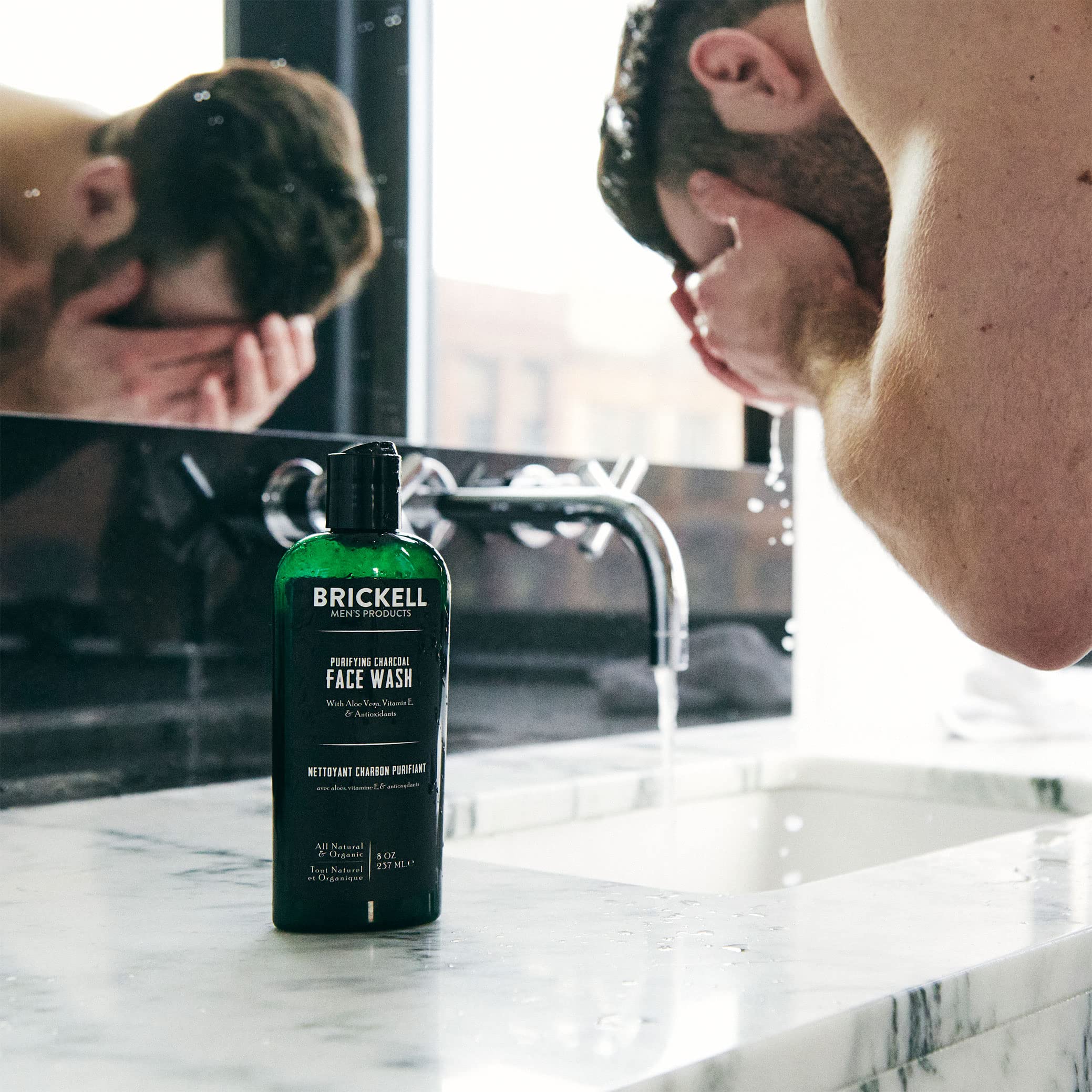Brickell Men's Daily Advanced Face Care Routine II, Activated Charcoal Facial Cleanser, Face Scrub, Face Moisturizer Lotion, Nat