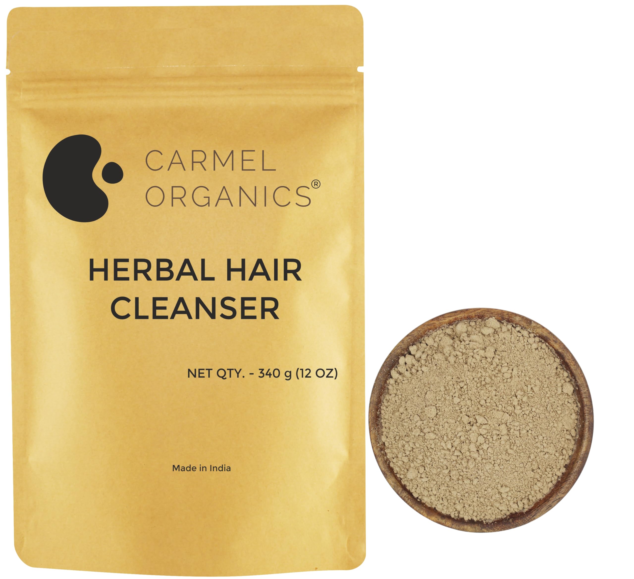 Carmel Organics Herbal Hair Cleanser Powder 340 Grams, Herbal Shampoo, Blend Of Soapnut,Shikakai,Amla,Fenugreek & Bhringraj Powd