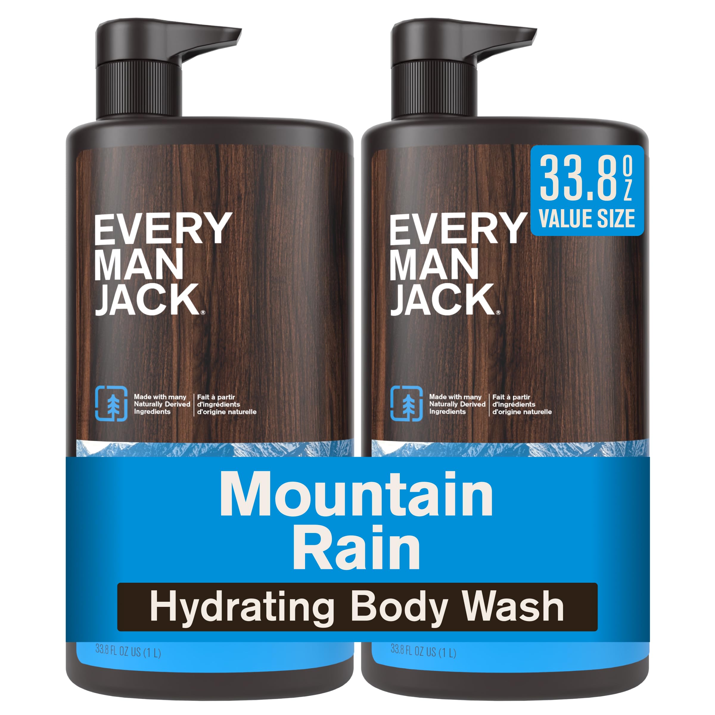 Every Man Jack Mountain Rain Mens Body Wash for All Skin Types - Cleanse, Hydrate, and Smell Great - Free of Parabens, Phtalates