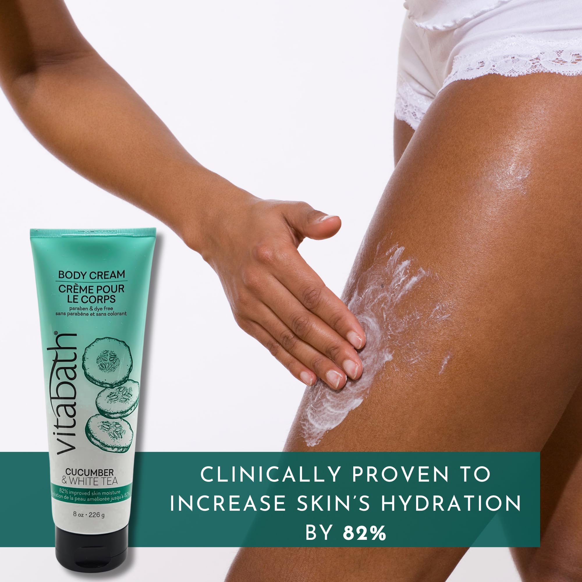 Vitabath Cucumber & White Tea Moisturizing Body Cream - Soothing Hydration Vitamin & Nutrient Skin Care - Replenishing All Over