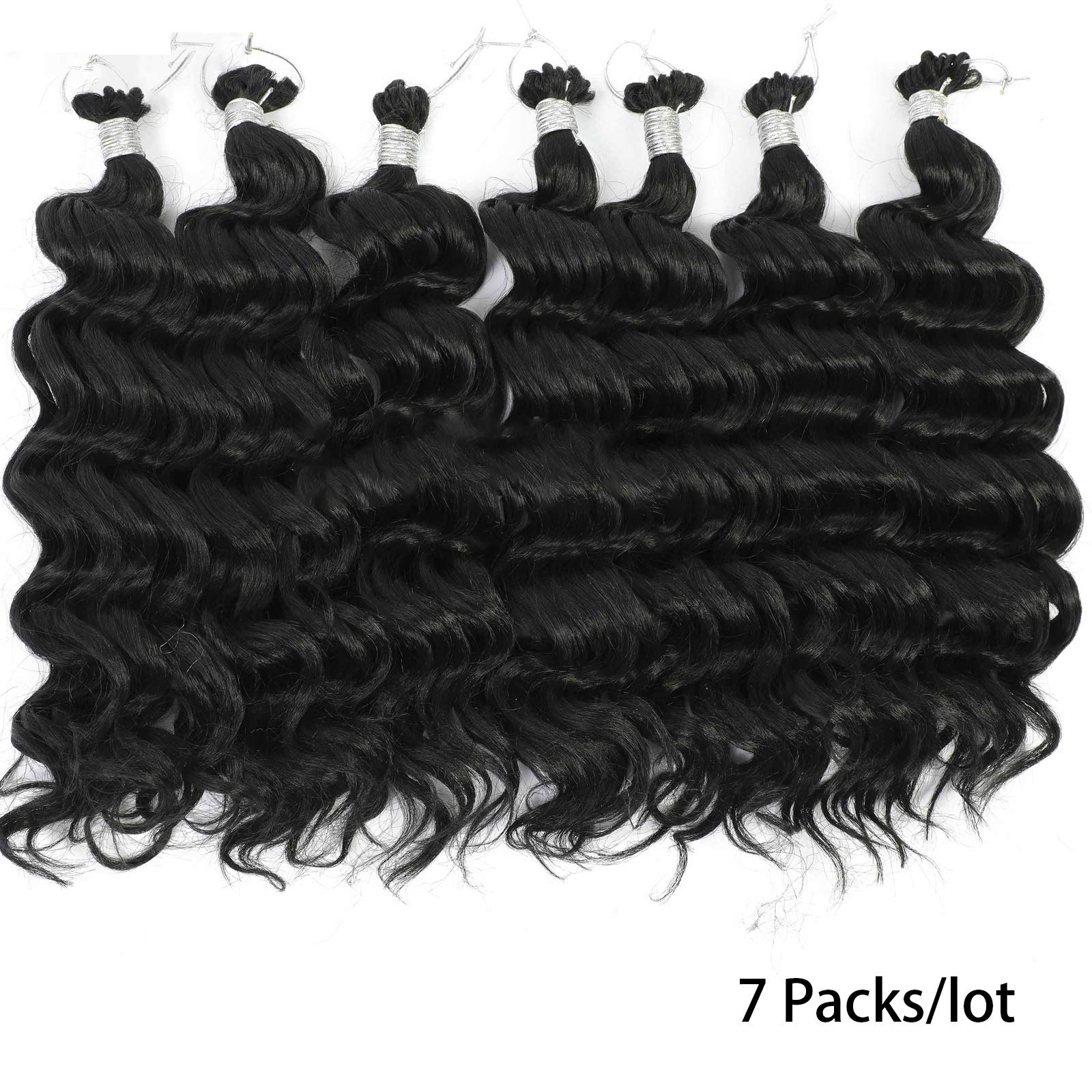 7 Packs Ocean Wave Crochet Hair Pre Looped 14 Inch Shoulder Length Braiding Hair Deep Wave Wavy Ocean Wave Crochet Braids Synthe