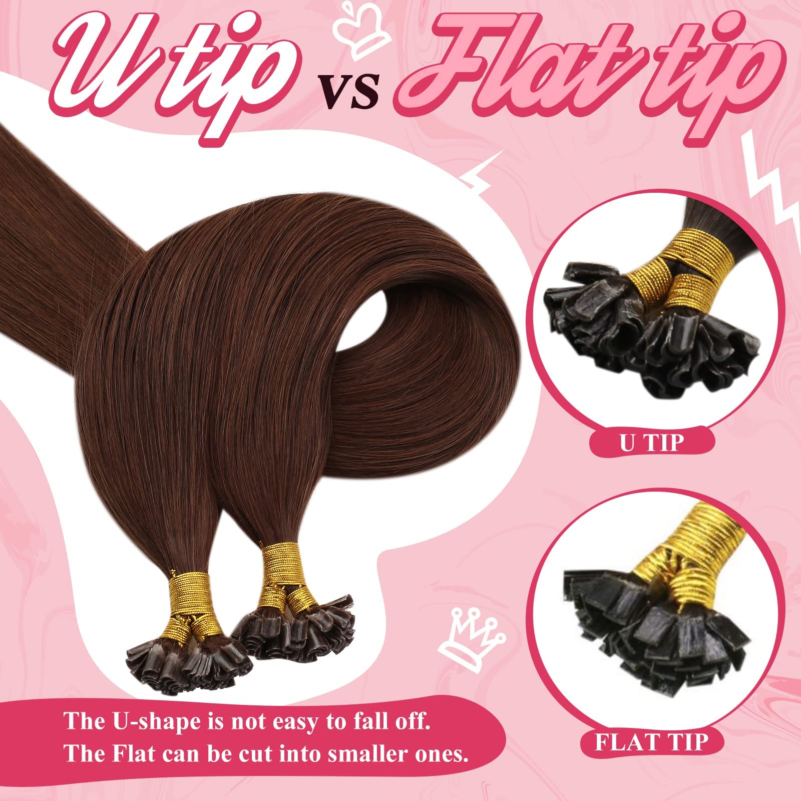[Short]Sunny Utip Hair Extensions Human Hair Auburn U Tip Hair Extensions Human Hair Dark Auburn Fusion Hair Extensions Human Ha