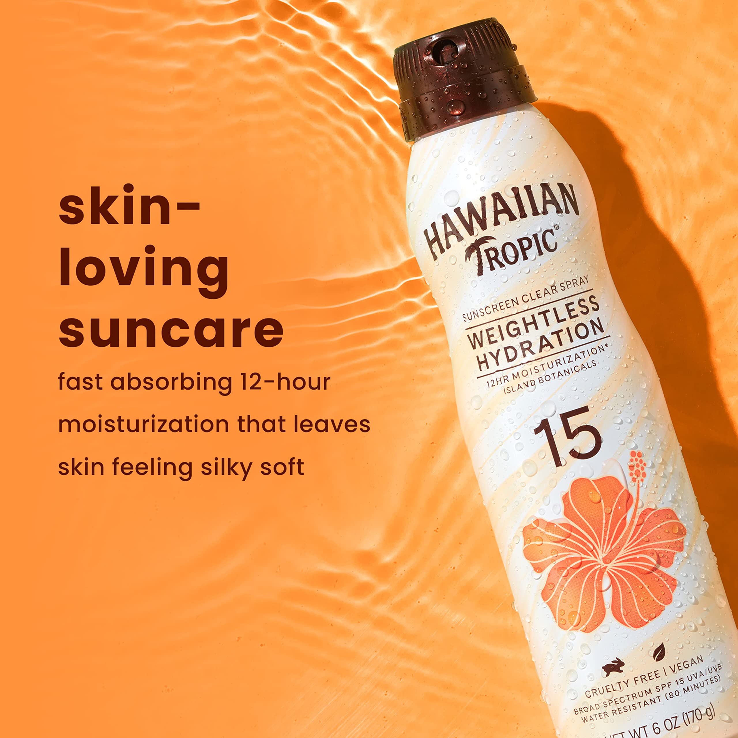 Hawaiian Tropic Weightless Hydration Clear Spray Sunscreen Spf 15, 6Oz Twin Pack | Hawaiian Tropic Sunscreen Spf 15, Sunblock, O